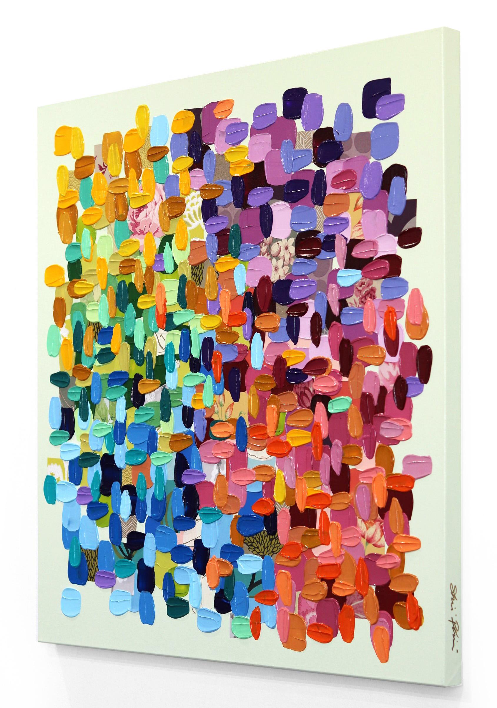 „It's Warm Somewhere“ – Impasto Thick Paint, farbenfrohes abstraktes Gemälde im Angebot 1