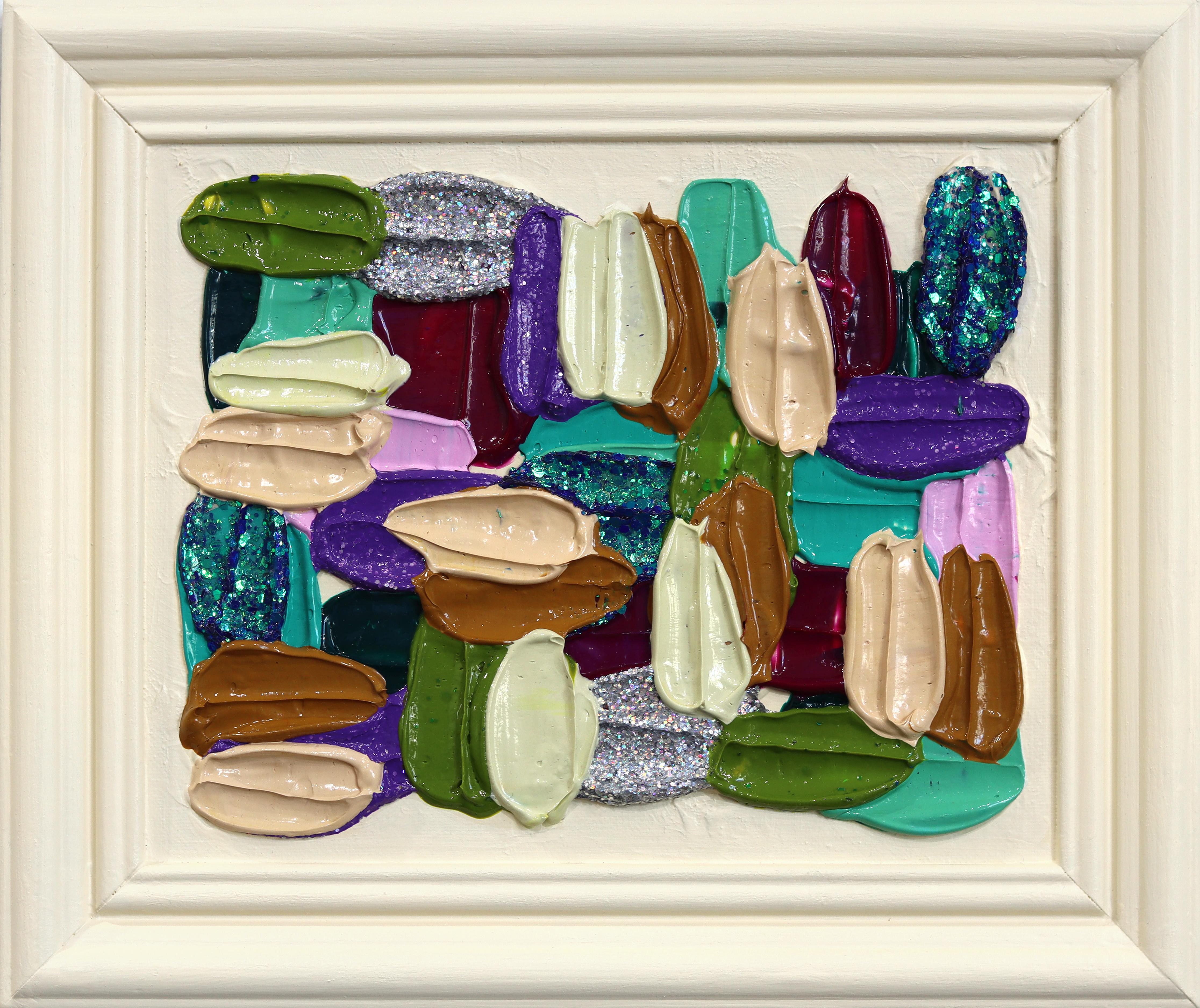 Juicy Marks - Colorful Impasto Textural Thick Paint Framed Abstract Painting