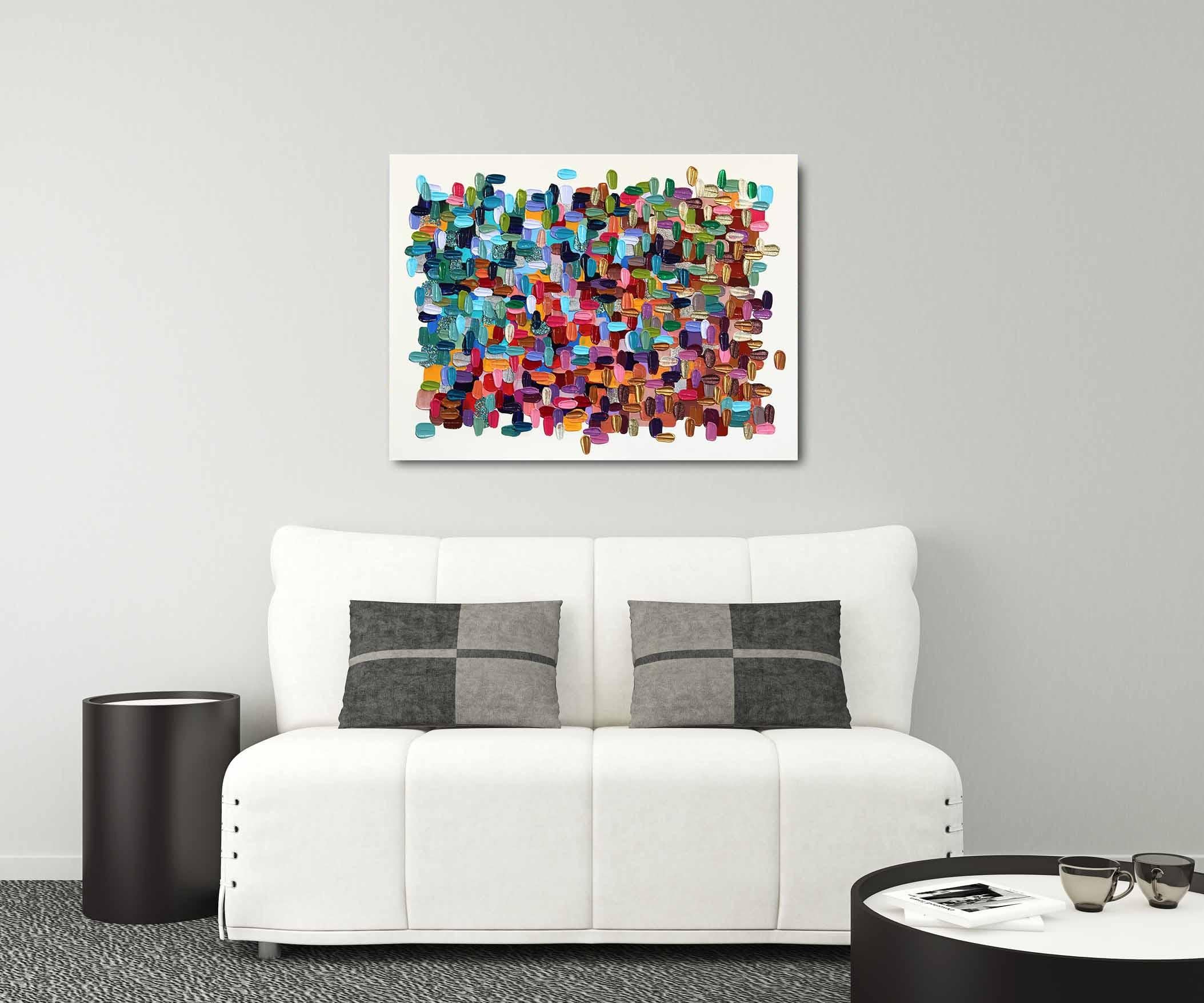Just A Stunner - Colorful Impasto Inspired Textural Thick Paint Abstract Artwork (Abstrakt), Mixed Media Art, von Shiri Phillips