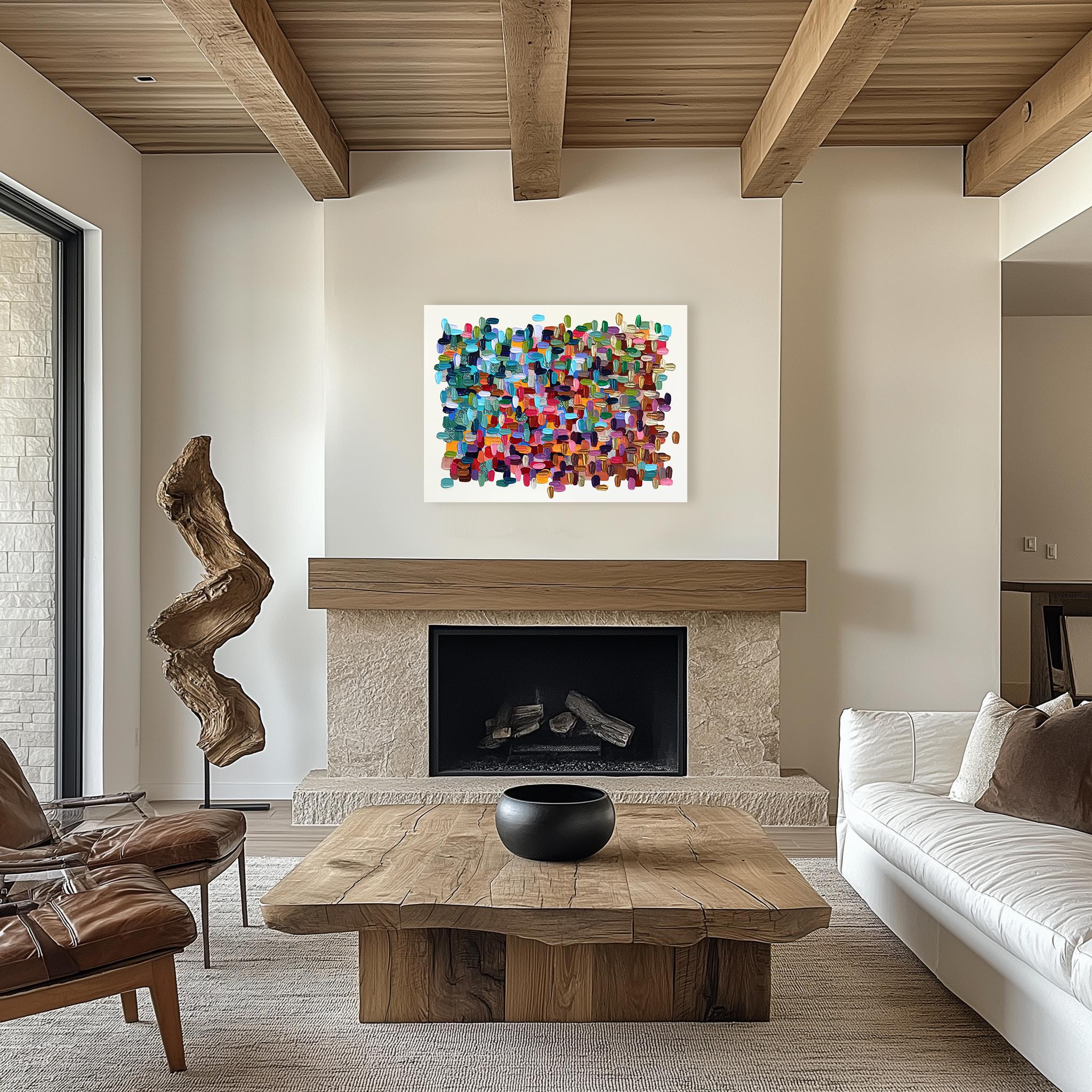 Just A Stunner - Colorful Impasto Inspired Textural Thick Paint Abstract Artwork im Angebot 3