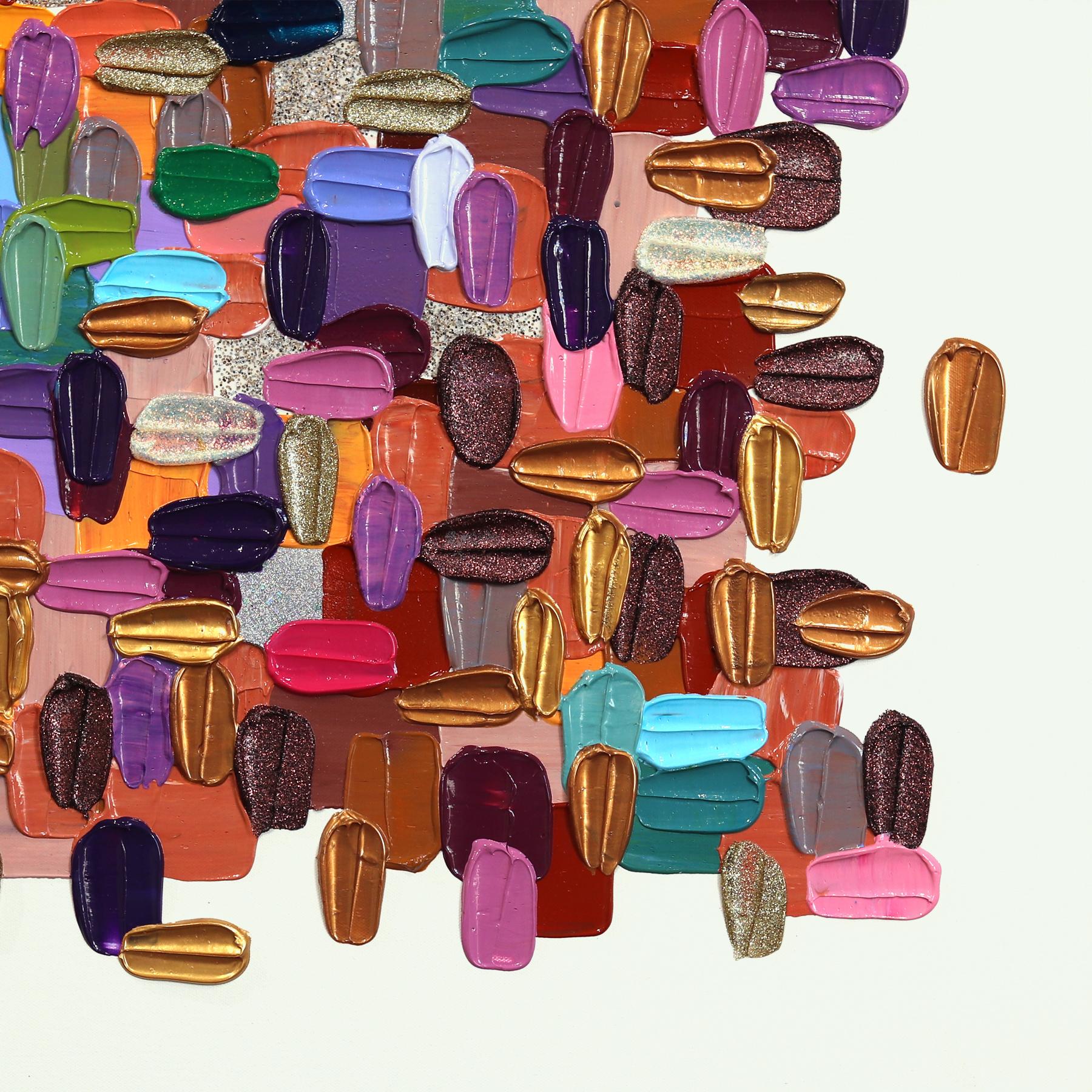 Just A Stunner - Colorful Impasto Inspired Textural Thick Paint Abstract Artwork im Angebot 5