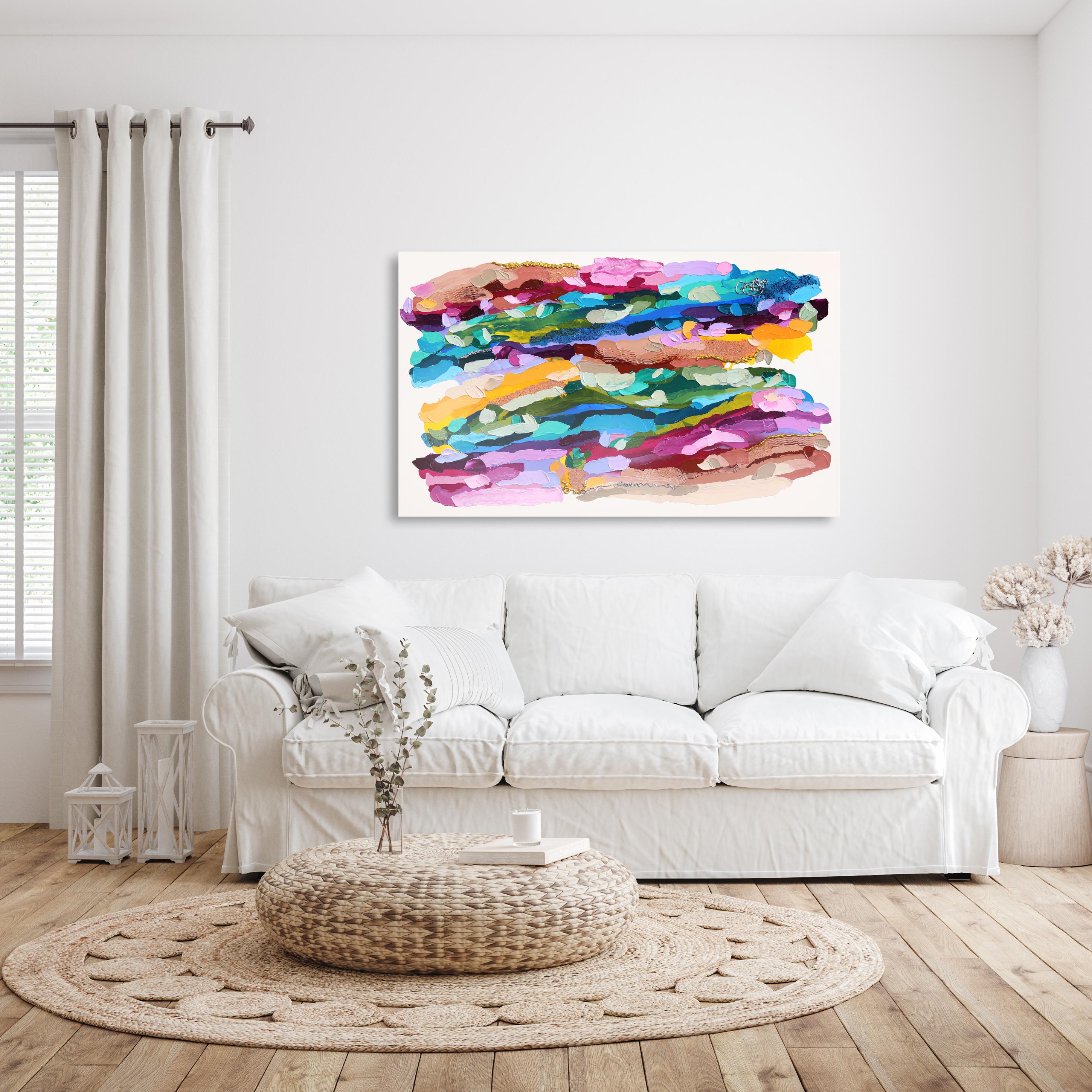 Let's Play Dressup - Pittura astratta colorata con impasto di grandi dimensioni - Painting di Shiri Phillips