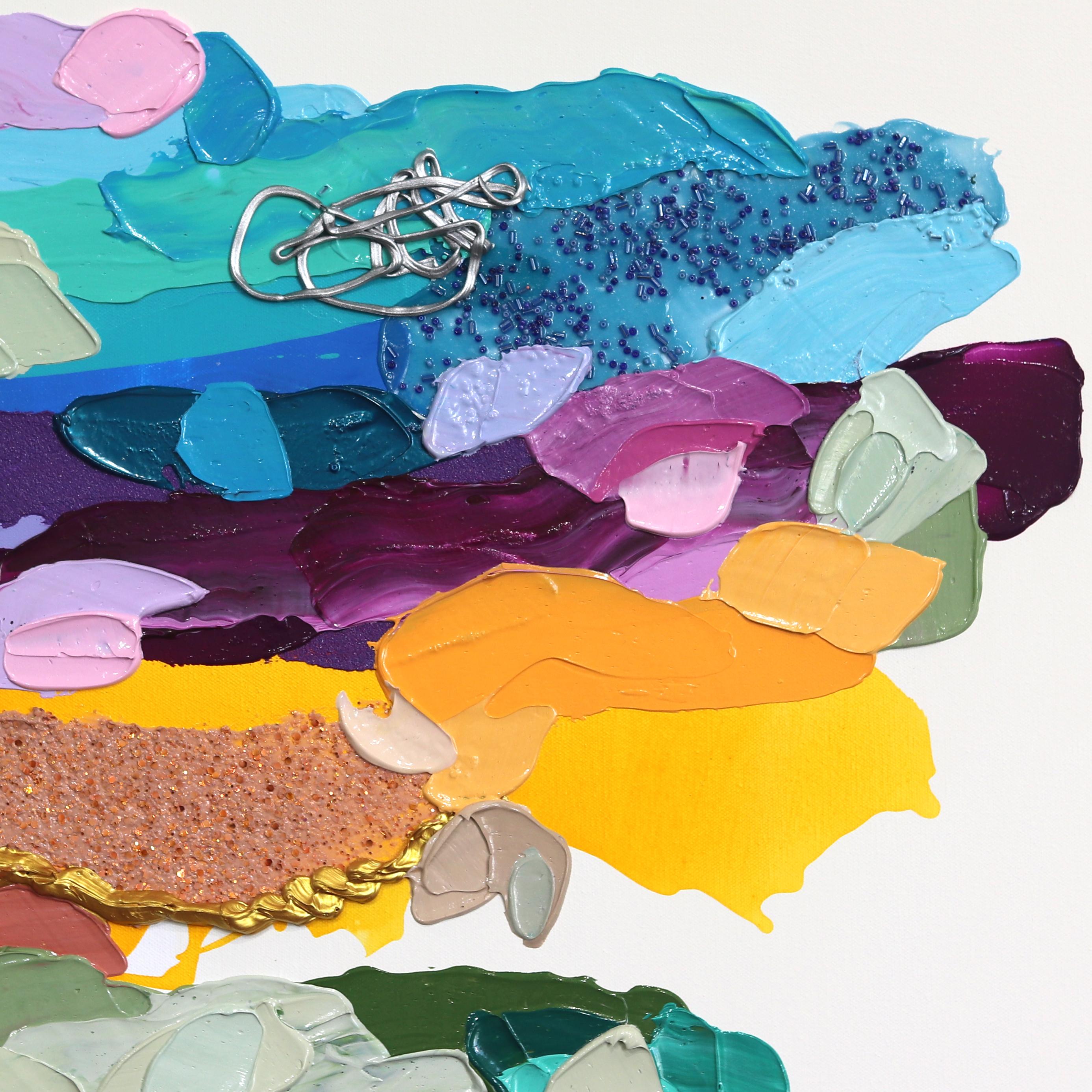 Le opere astratte dell'artista Shiri Phillips sono caratterizzate da pennellate di colori vivaci. I suoi dipinti sono ricchi di texture grazie alla stratificazione di colori acrilici e glitter in pennellate fluide. Ispirata dall'ambiente vibrante