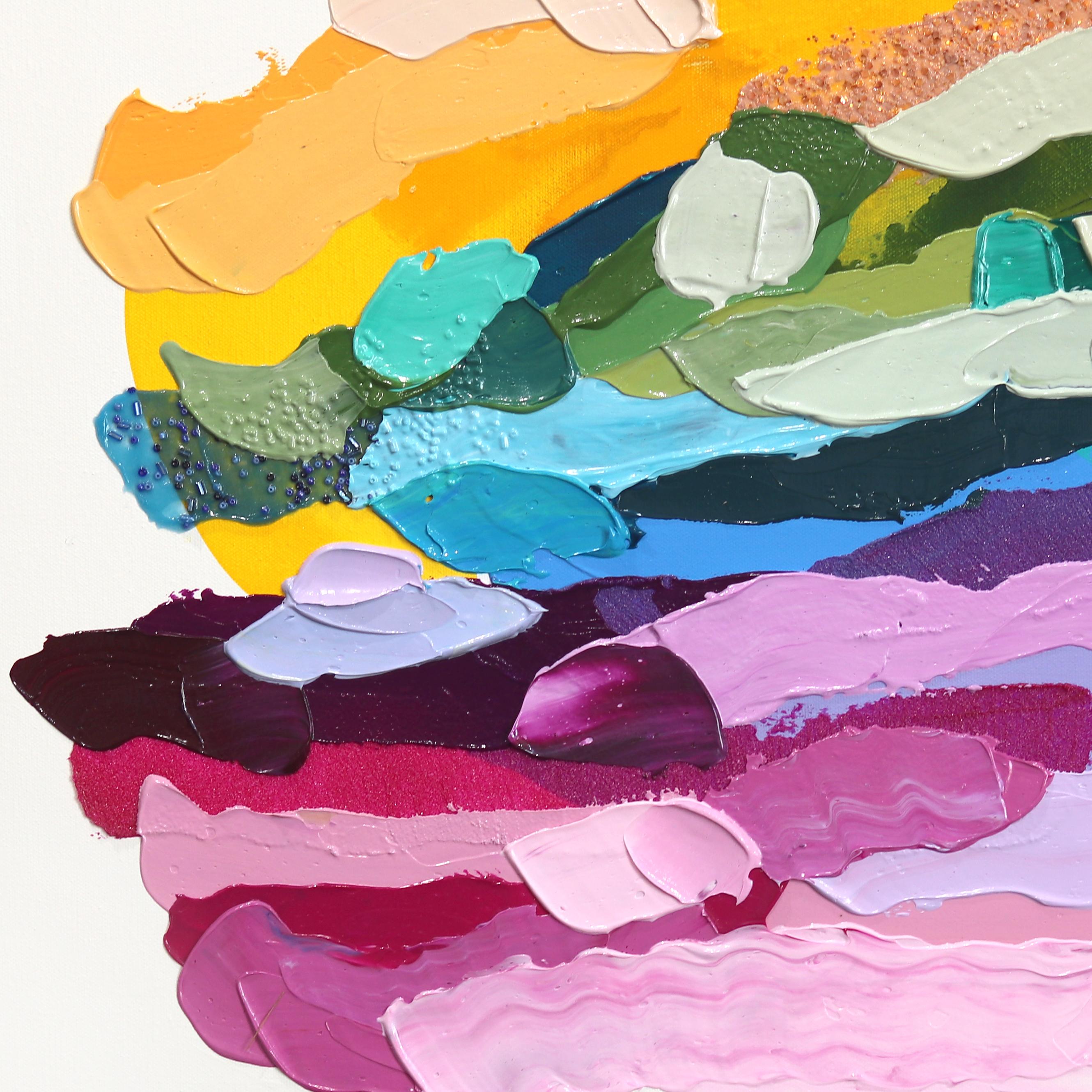 Let's Play Dressup - Pittura astratta colorata con impasto di grandi dimensioni in vendita 3