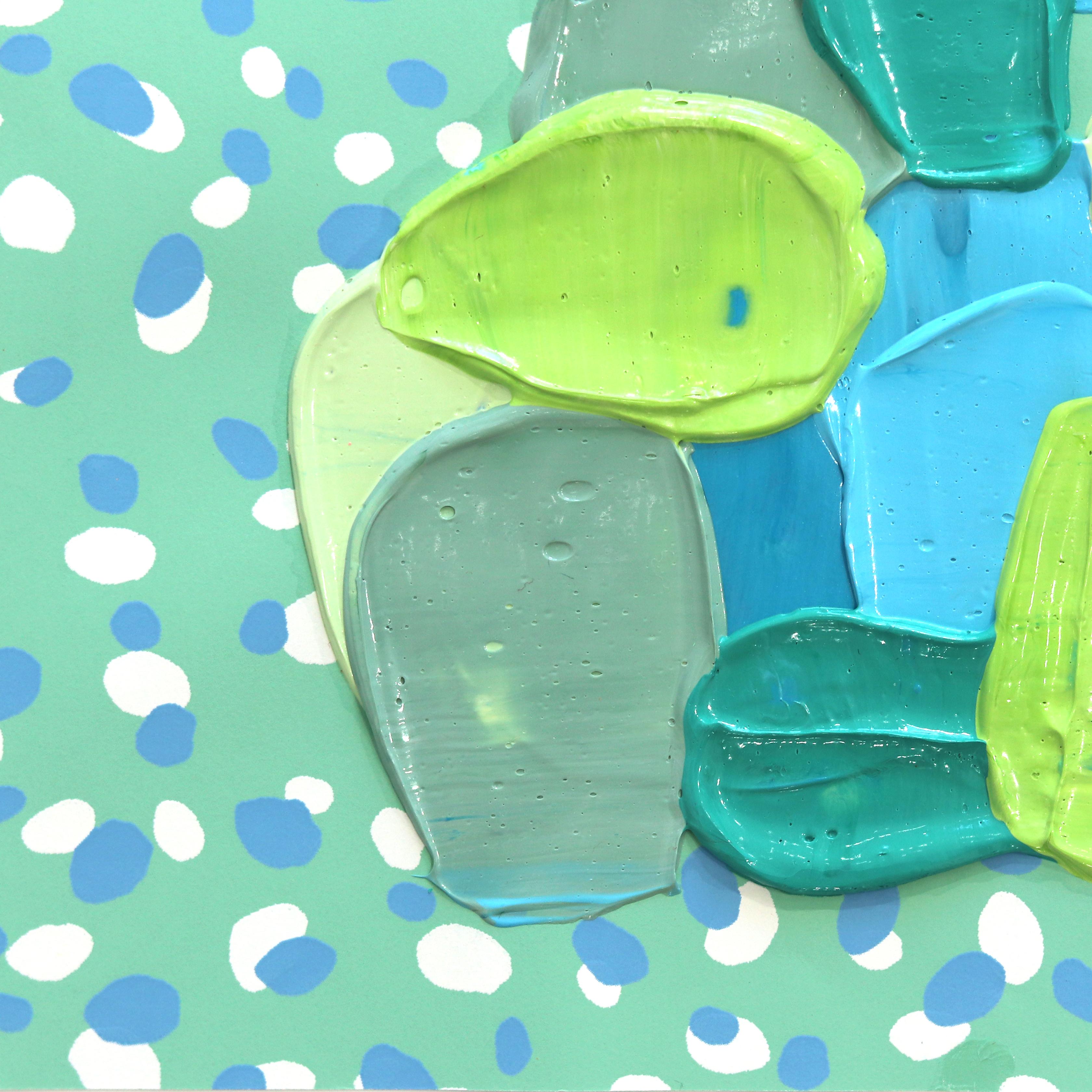 Lime II - Impasto Style Grün- und Blautöne Textural Thick Paint Abstrakte Kunst im Angebot 2