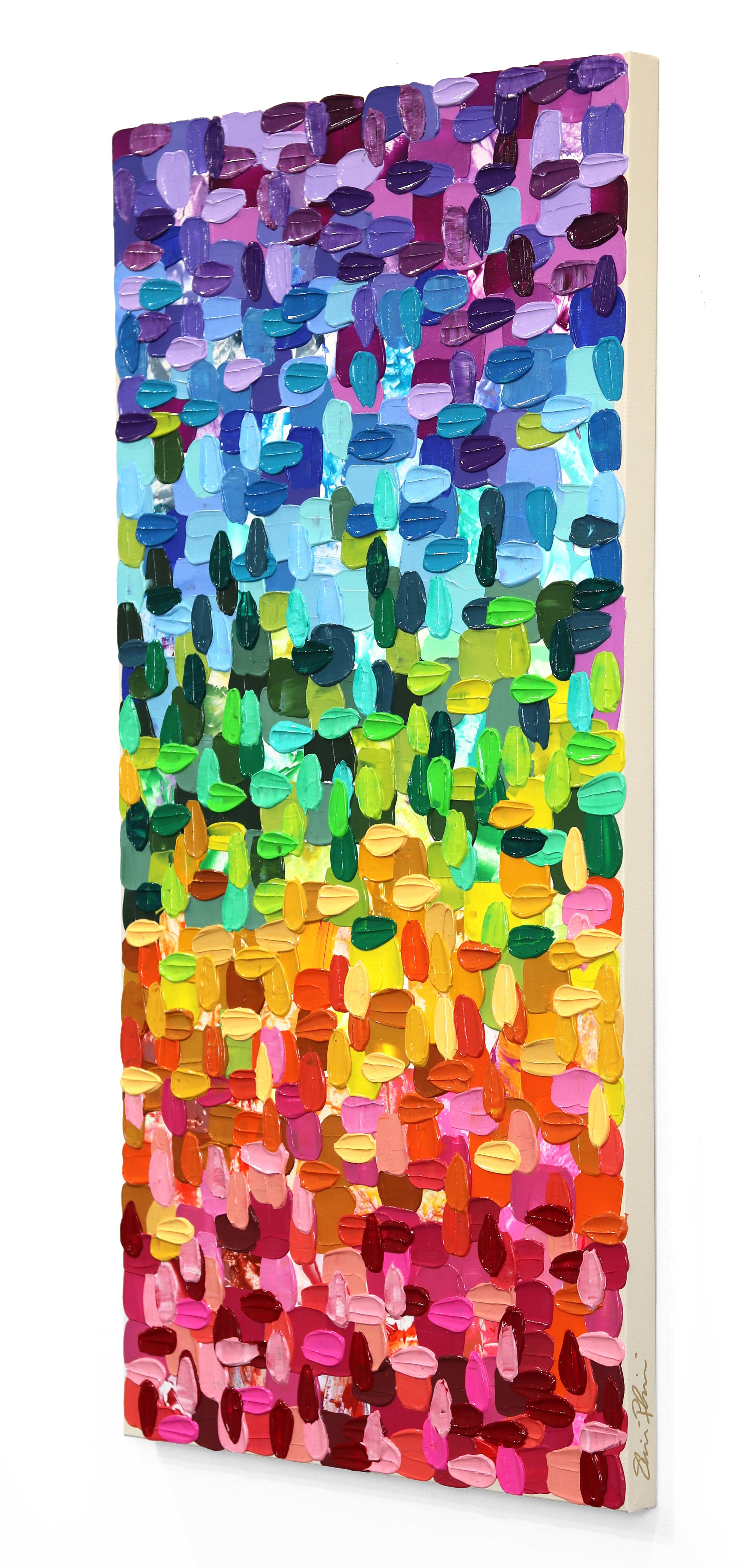 Lucky Charm - Impasto Thick Paint Tall Colorful Abstract Painting For Sale 2