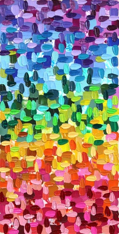 Lucky Charm - Impasto Thick Paint Tall Colorful Abstract Painting