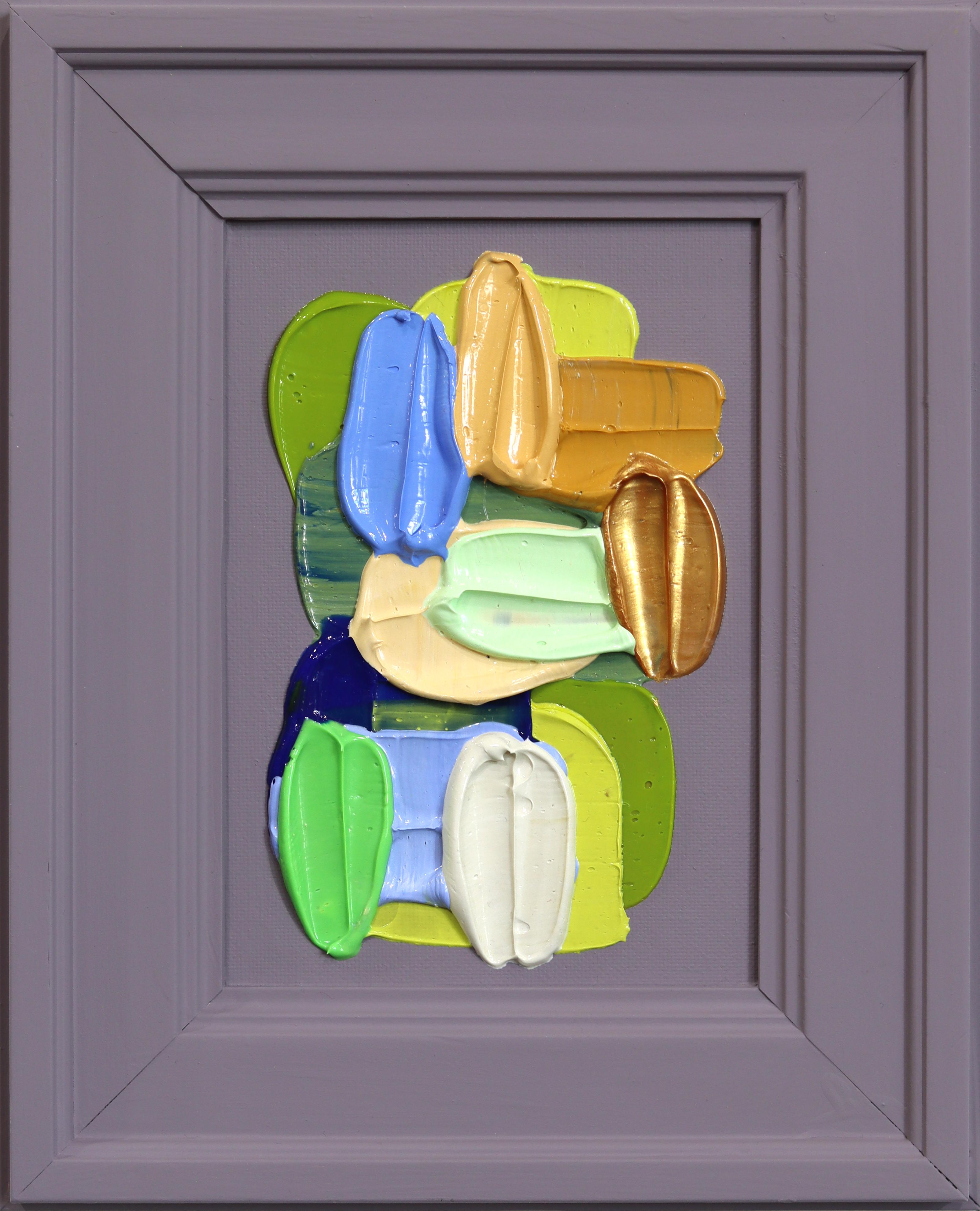 Mauve - Zeitgenössische bunte Impasto inspirierte abstrakte Malerei Holzrahmen