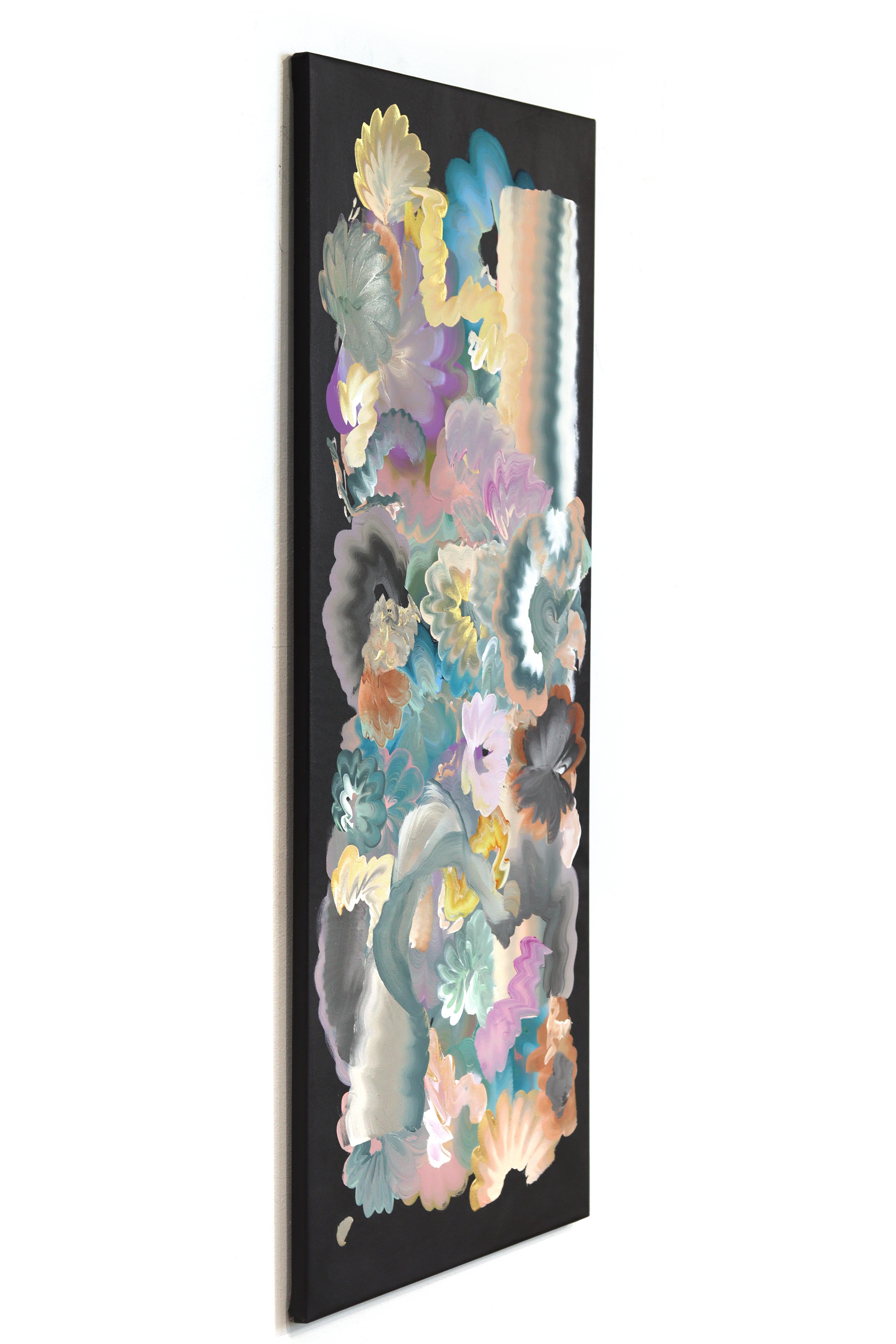 Impasto-painted strokes of bright colors are the framework of artist Shiri Phillips’ abstract artworks. Her paintings are flooded with texture through the layering of acrylic paint in fluent brushstrokes. Inspired by the vibrant surroundings she