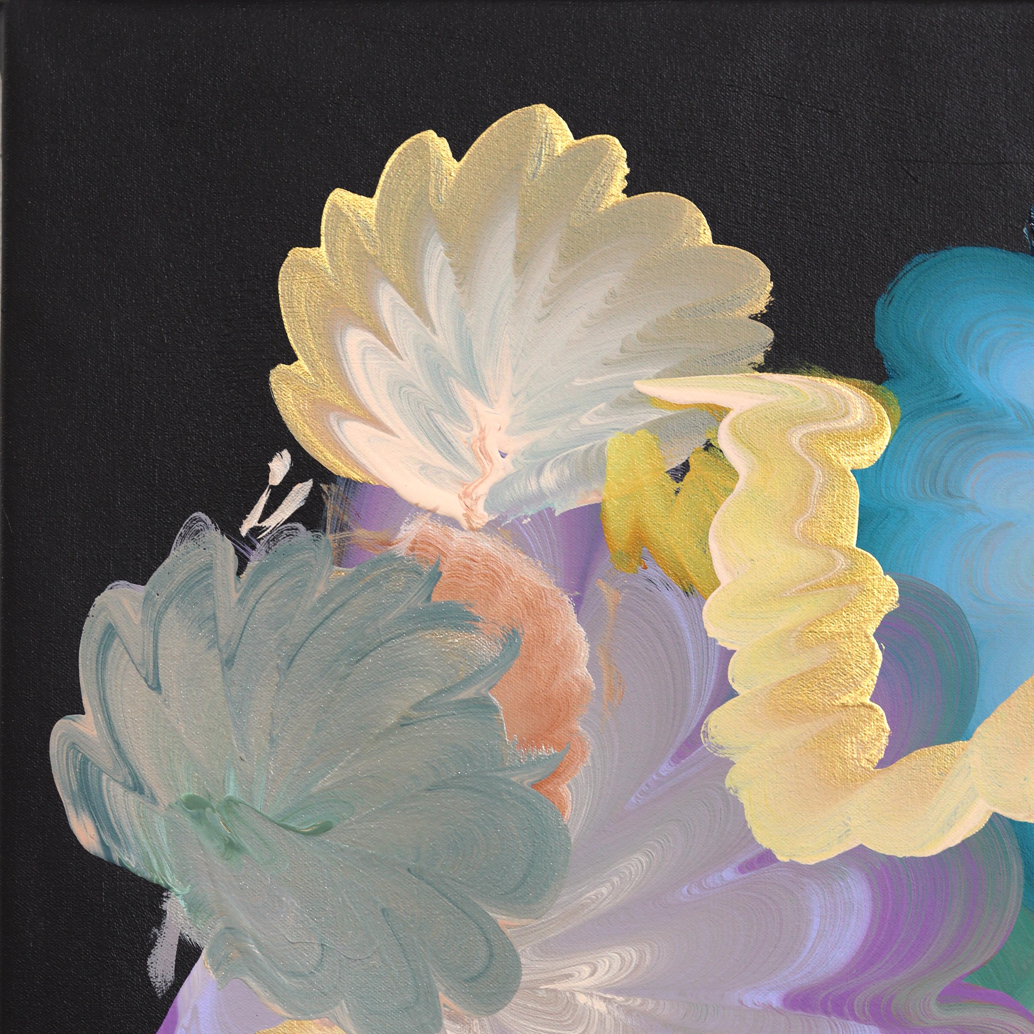 Midnight Bloom - Large Pastel Tone Expressive Contemporary Abstract Artwork For Sale 3