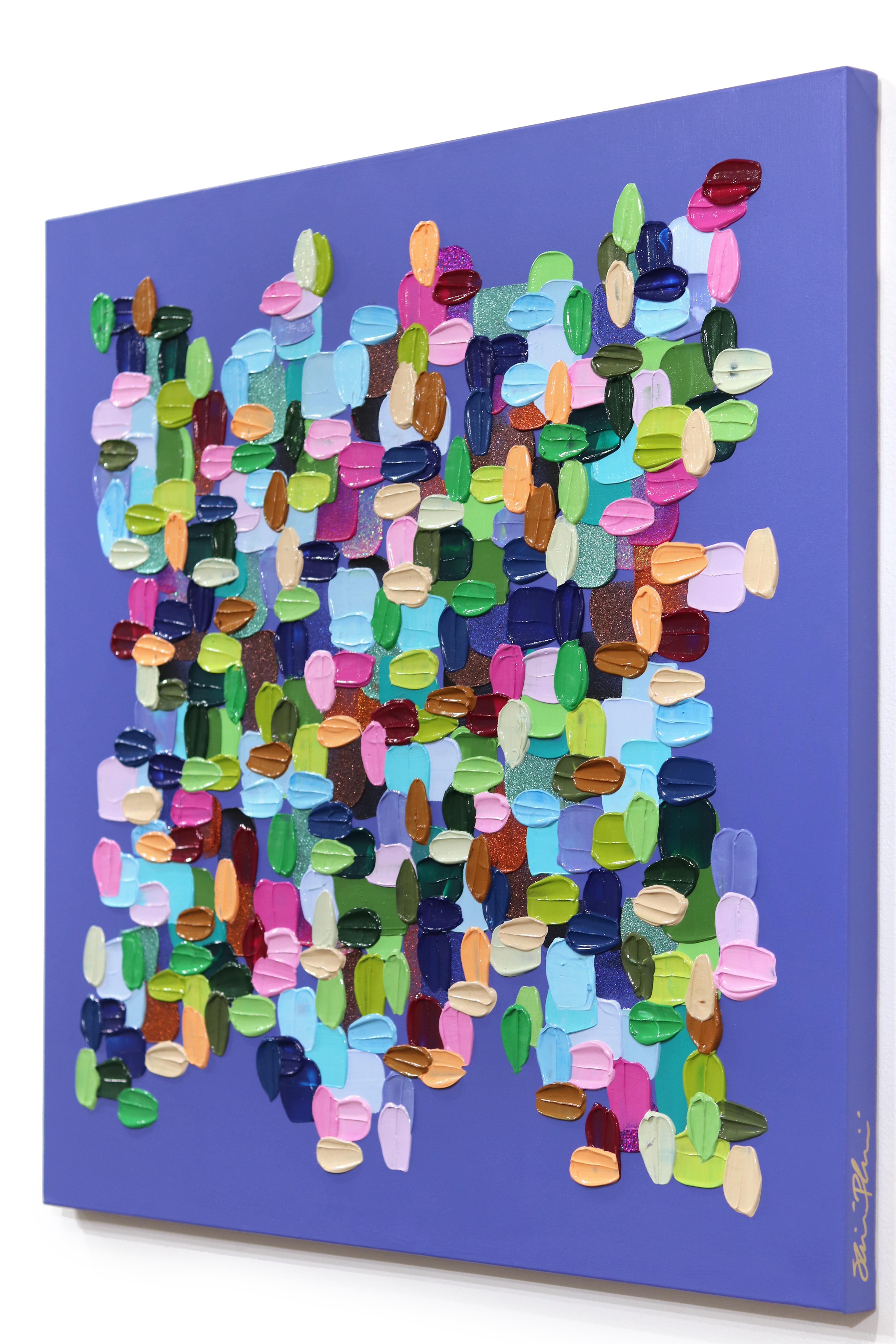 Mehr Please - Impasto inspiriertes lila abstraktes, farbenfrohes, dickes Gemälde in Farbe im Angebot 1
