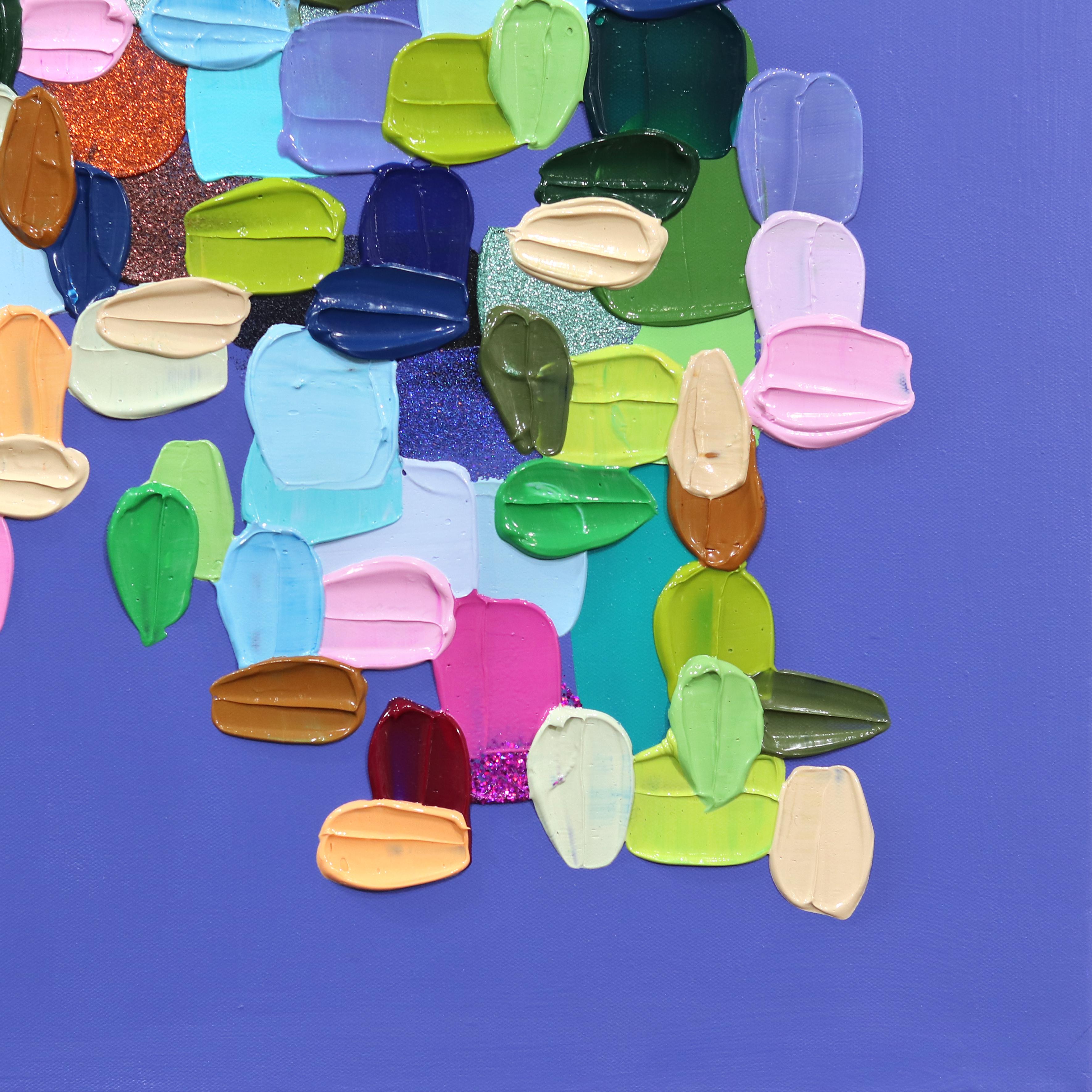 Mehr Please - Impasto inspiriertes lila abstraktes, farbenfrohes, dickes Gemälde in Farbe im Angebot 2