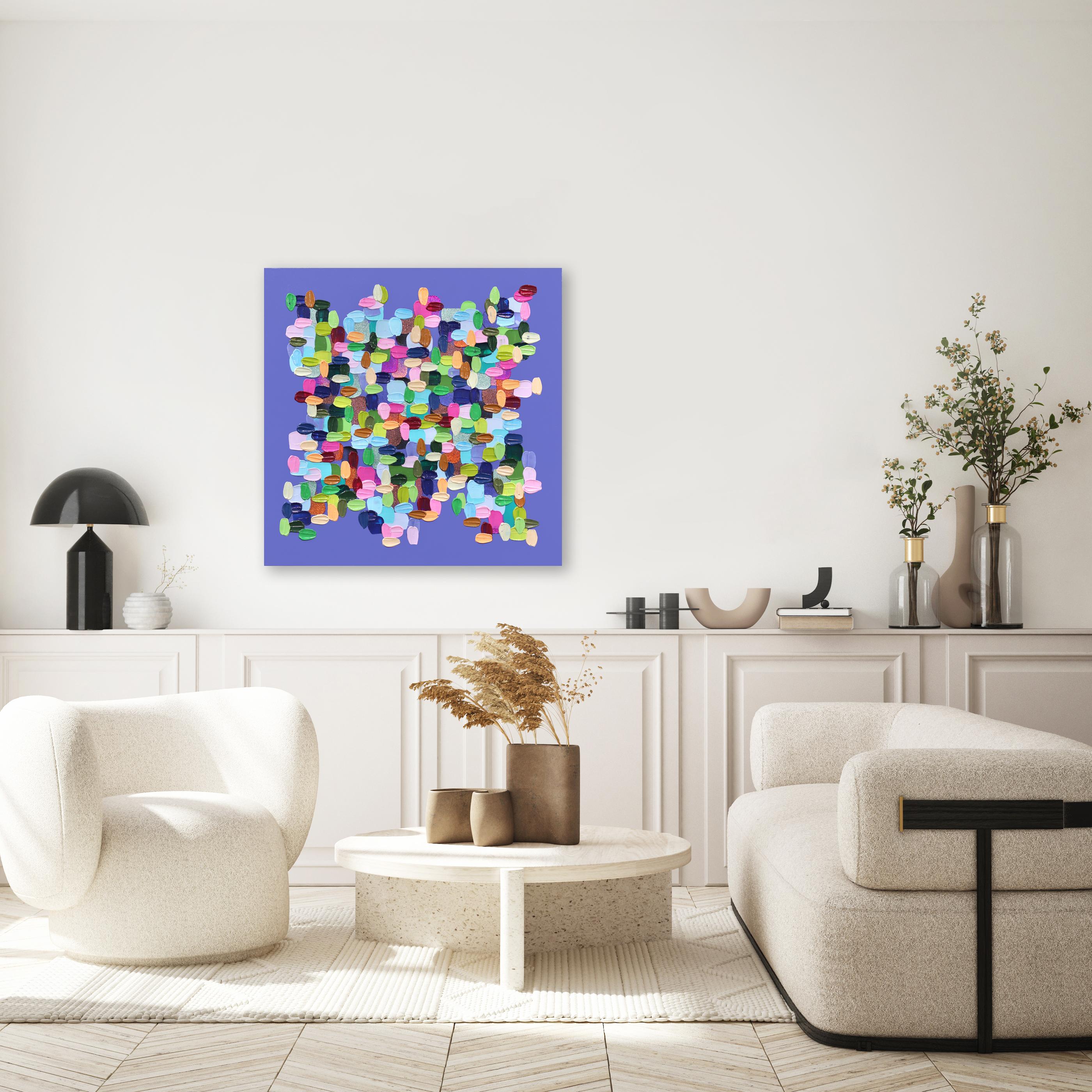 Mehr Please - Impasto inspiriertes lila abstraktes, farbenfrohes, dickes Gemälde in Farbe im Angebot 3