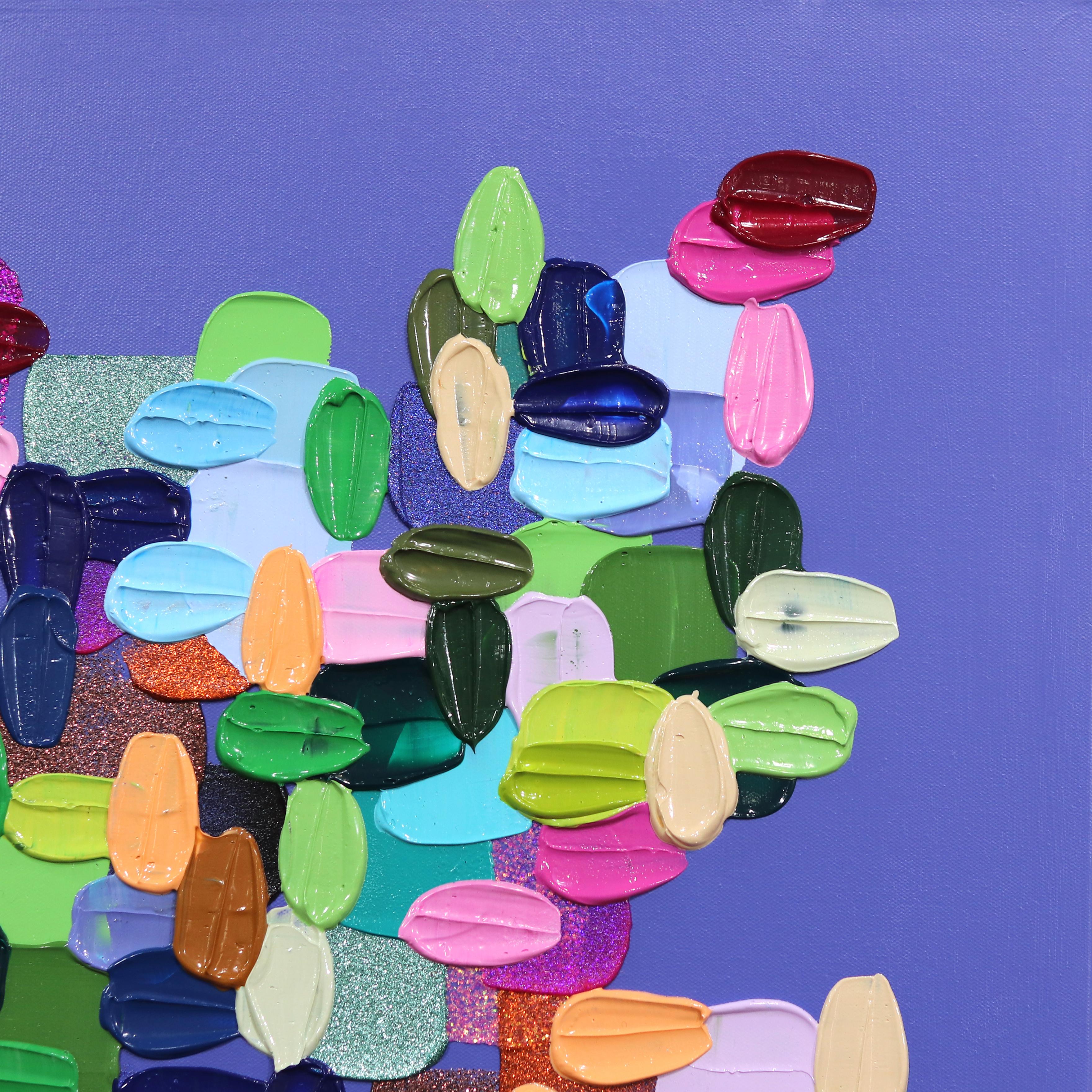 Mehr Please - Impasto inspiriertes lila abstraktes, farbenfrohes, dickes Gemälde in Farbe im Angebot 4