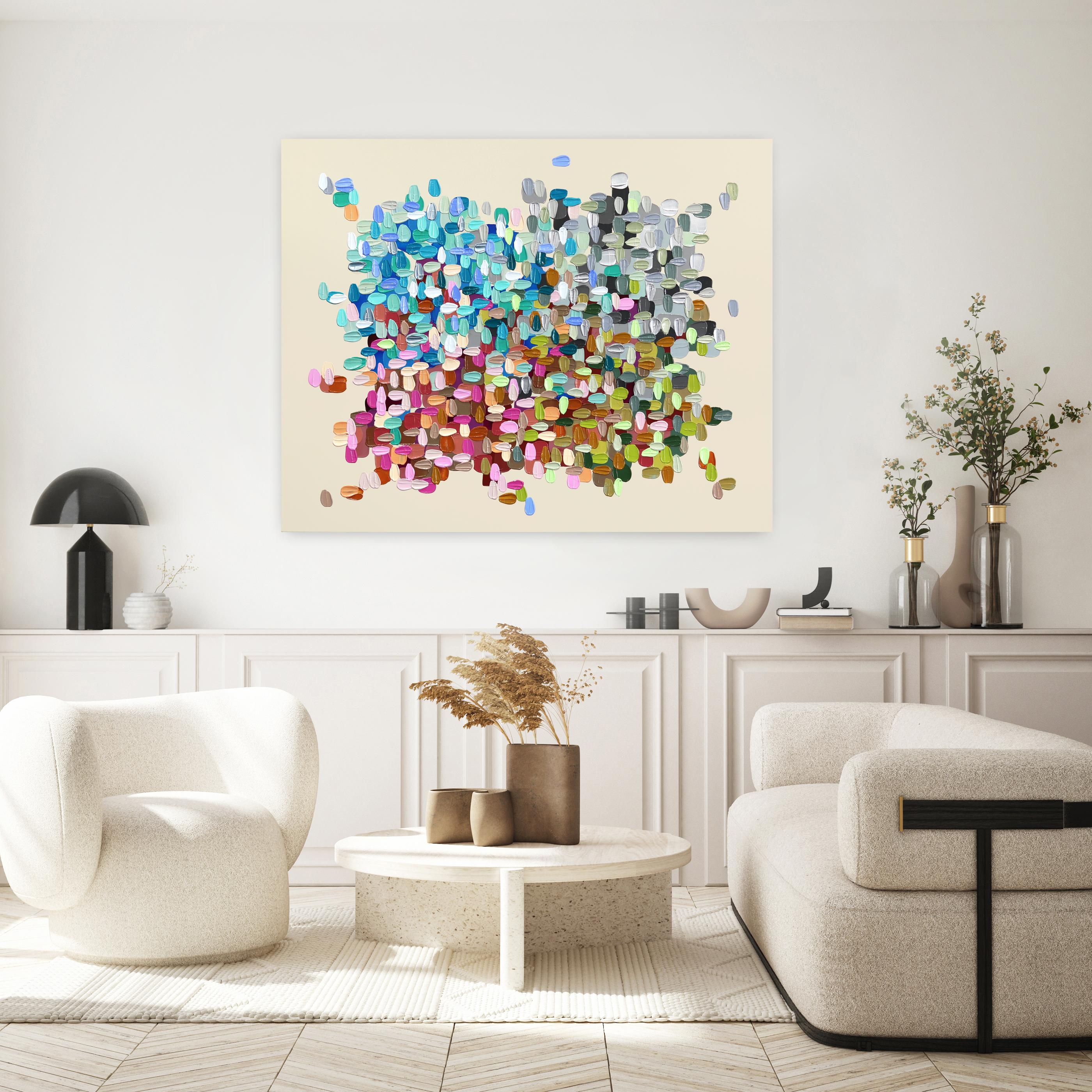 Morning Air - Grande peinture épaisse peinture abstraite colorée en vente 2