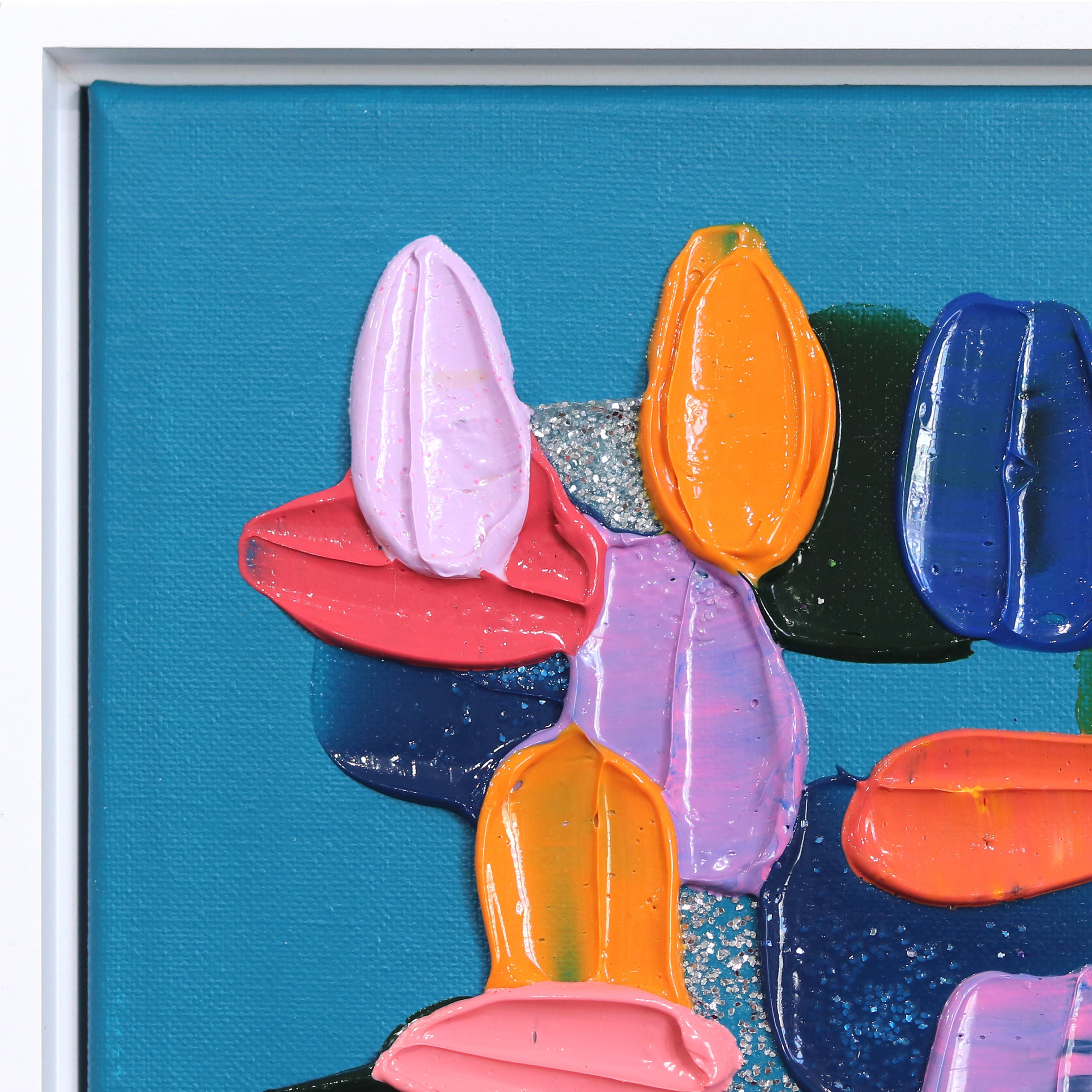 My Love For Color - Impasto Thick Paint Abstraktes Gemälde mit weißem Rahmen im Angebot 1