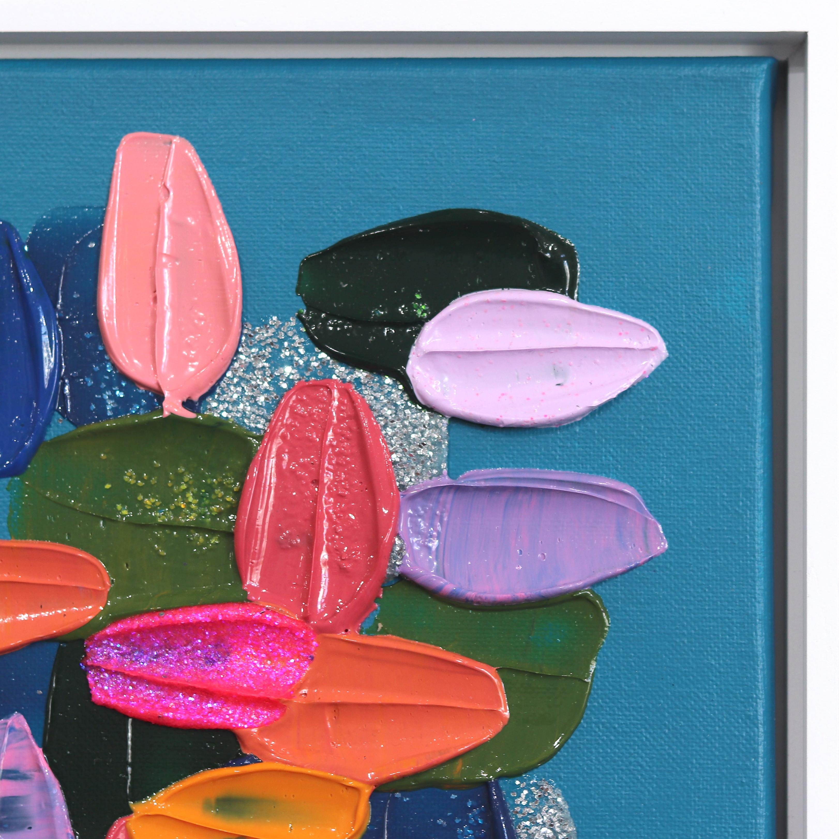 My Love For Color - Impasto Thick Paint Abstraktes Gemälde mit weißem Rahmen im Angebot 3