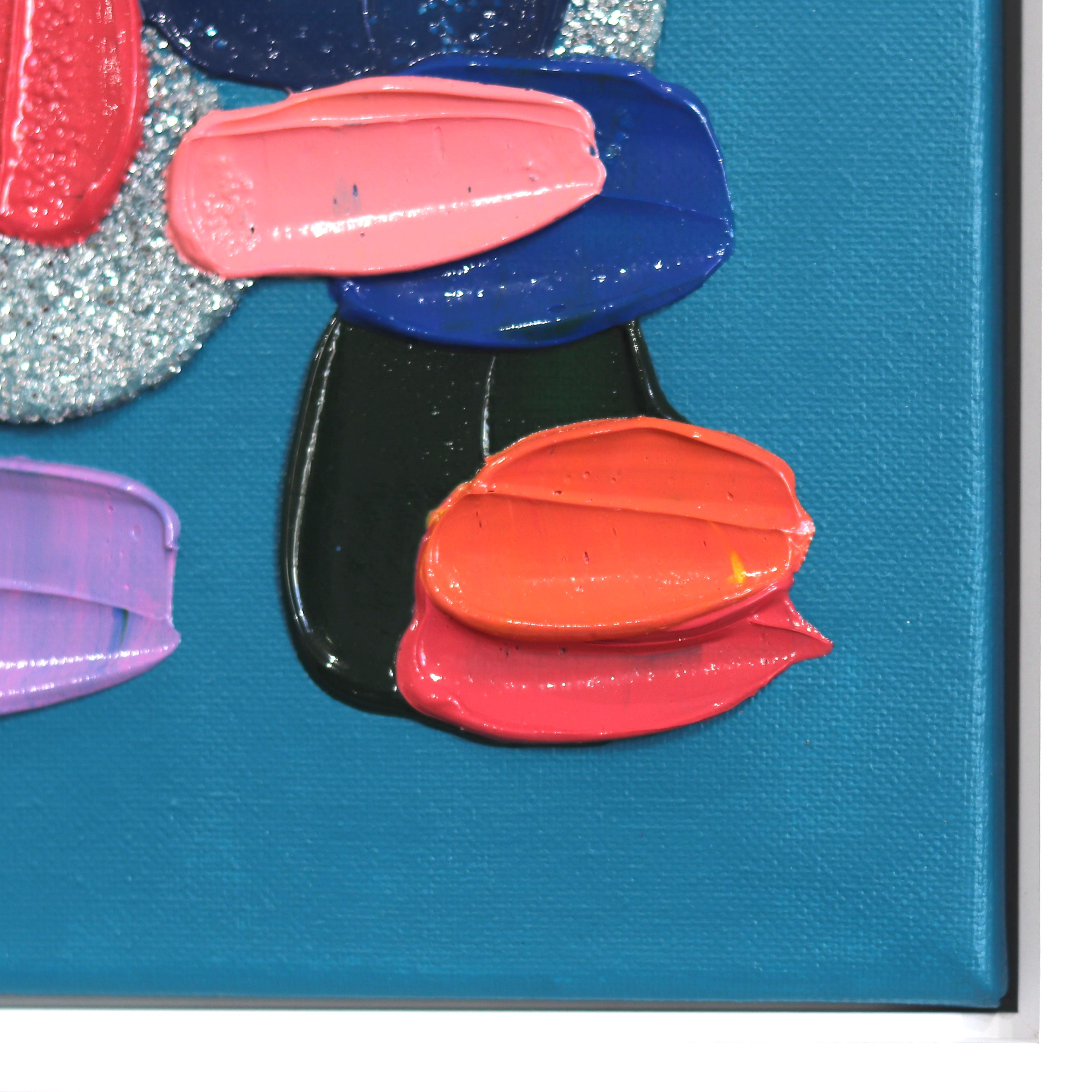 My Love For Color - Impasto Thick Paint Abstraktes Gemälde mit weißem Rahmen im Angebot 4