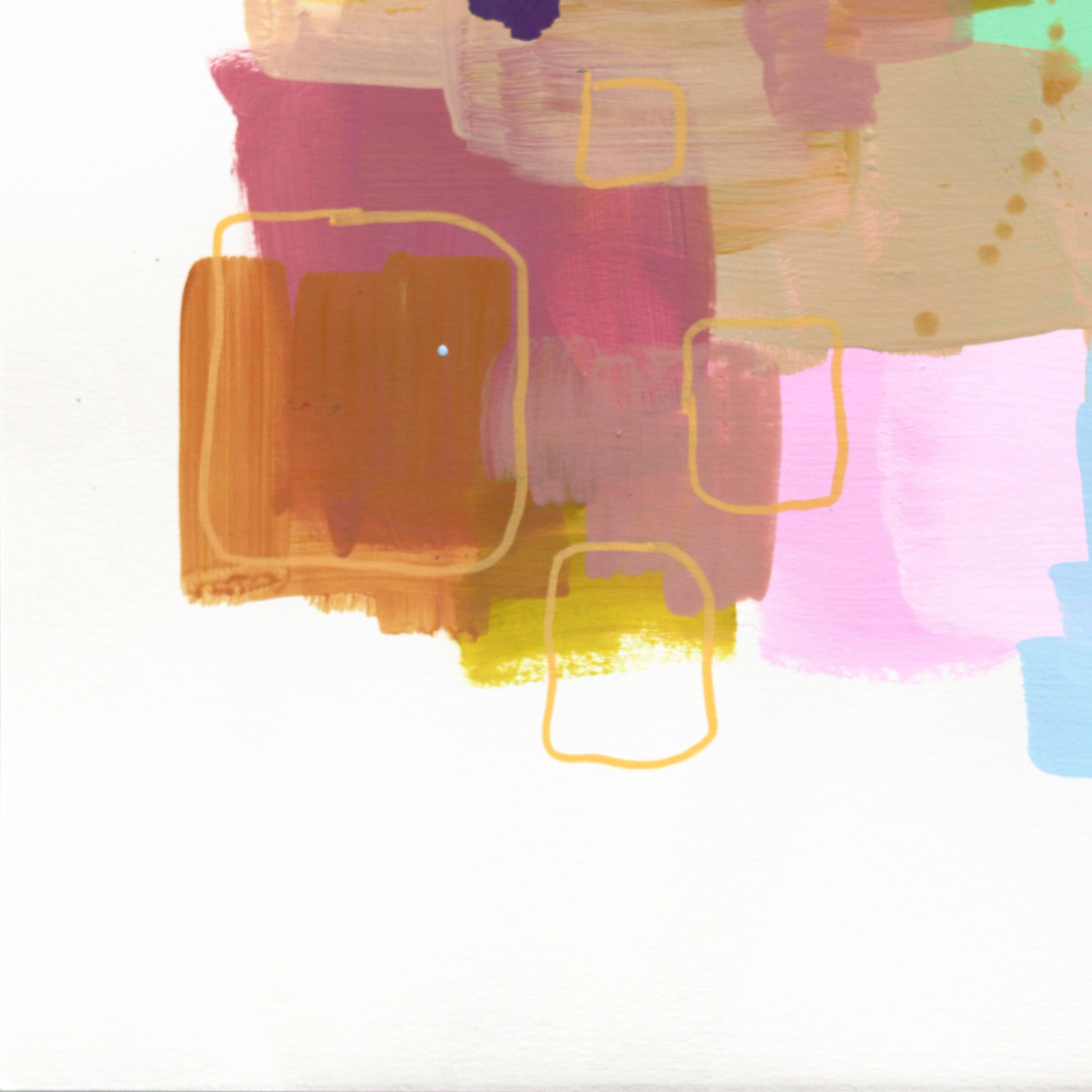 Pastello al neon - Pittura astratta colorata su carta in vendita 1