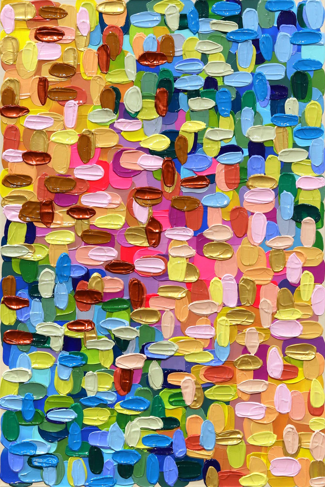 "Neons Rock" - Impasto Thick Paint Colorful Abstract Painting - Art by Shiri Phillips