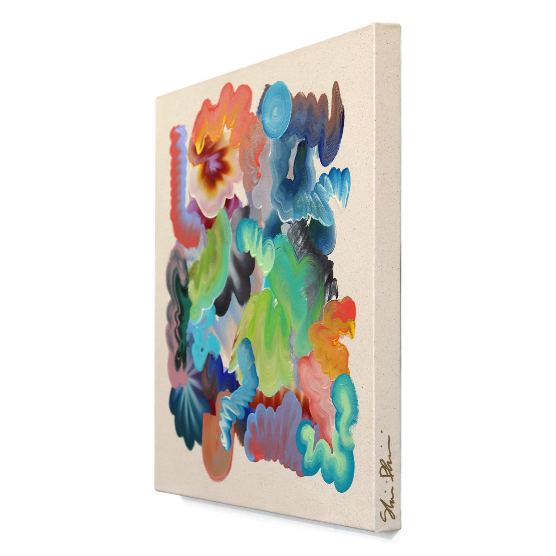 New Somethings - Colorful Expressive Contemporary Abstract Painting on Canvas For Sale 3