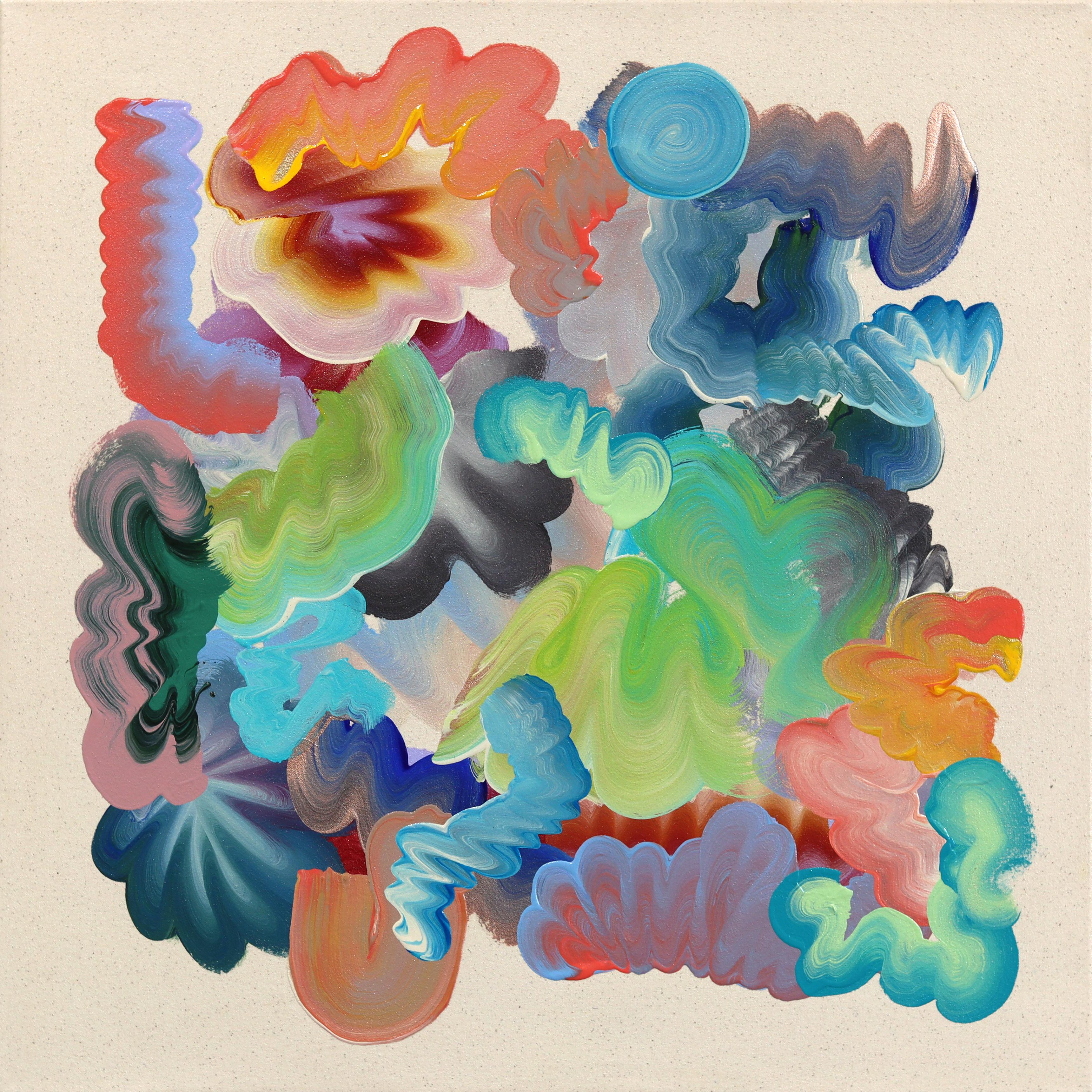 Impasto-painted strokes of bright colors are the framework of artist Shiri Phillips’ abstract artworks. Her paintings are flooded with texture through the layering of acrylic paint in fluent brushstrokes. Inspired by the vibrant surroundings she