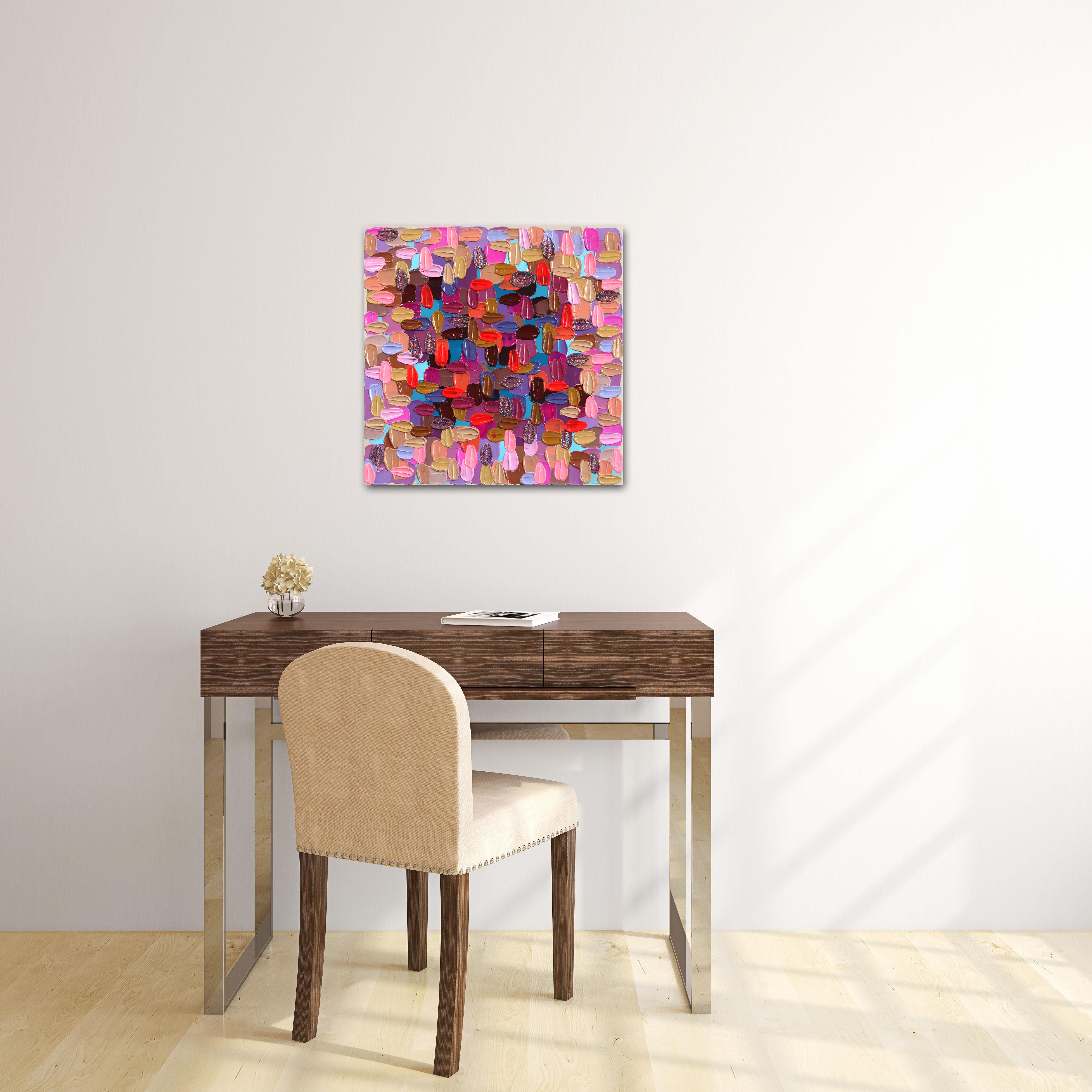 Nothing Short of Fab - Impasto viola e rosa Pittura astratta a spessore - Painting di Shiri Phillips