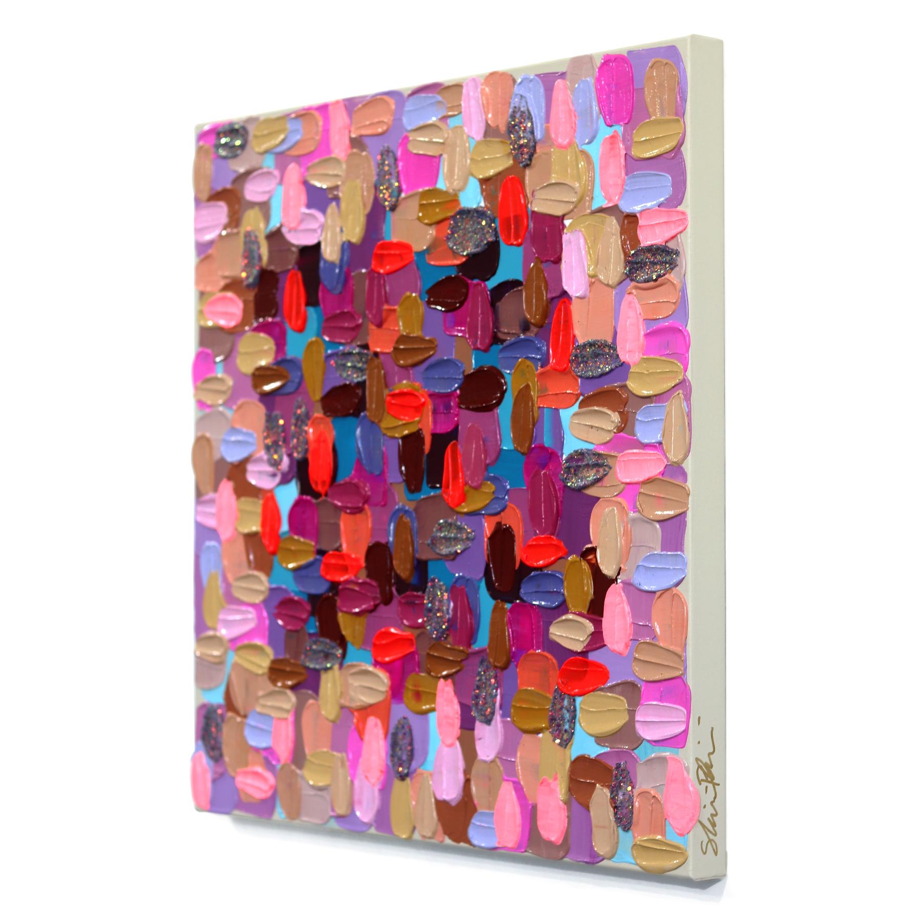 Nothing Short of Fab - Impasto viola e rosa Pittura astratta a spessore - Abstract Painting Rosa di Shiri Phillips