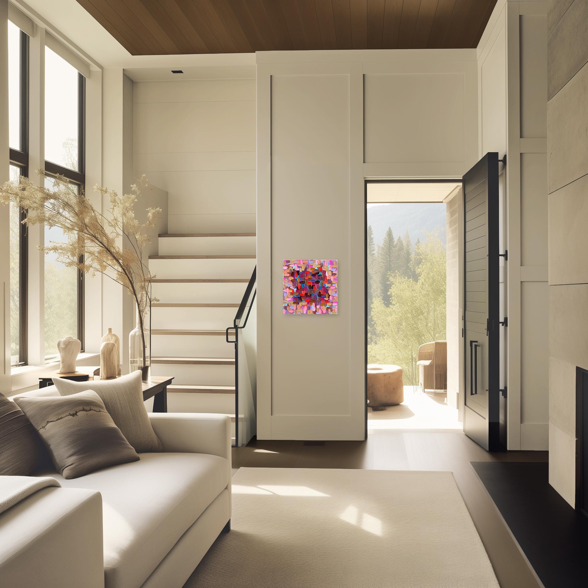 Nothing Short of Fab - Impasto viola e rosa Pittura astratta a spessore in vendita 1