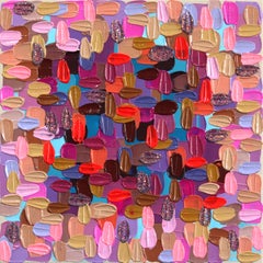 Nothing Short of Fab - Impasto Lila und Rosa dickes abstraktes Gemälde mit starker Farbe