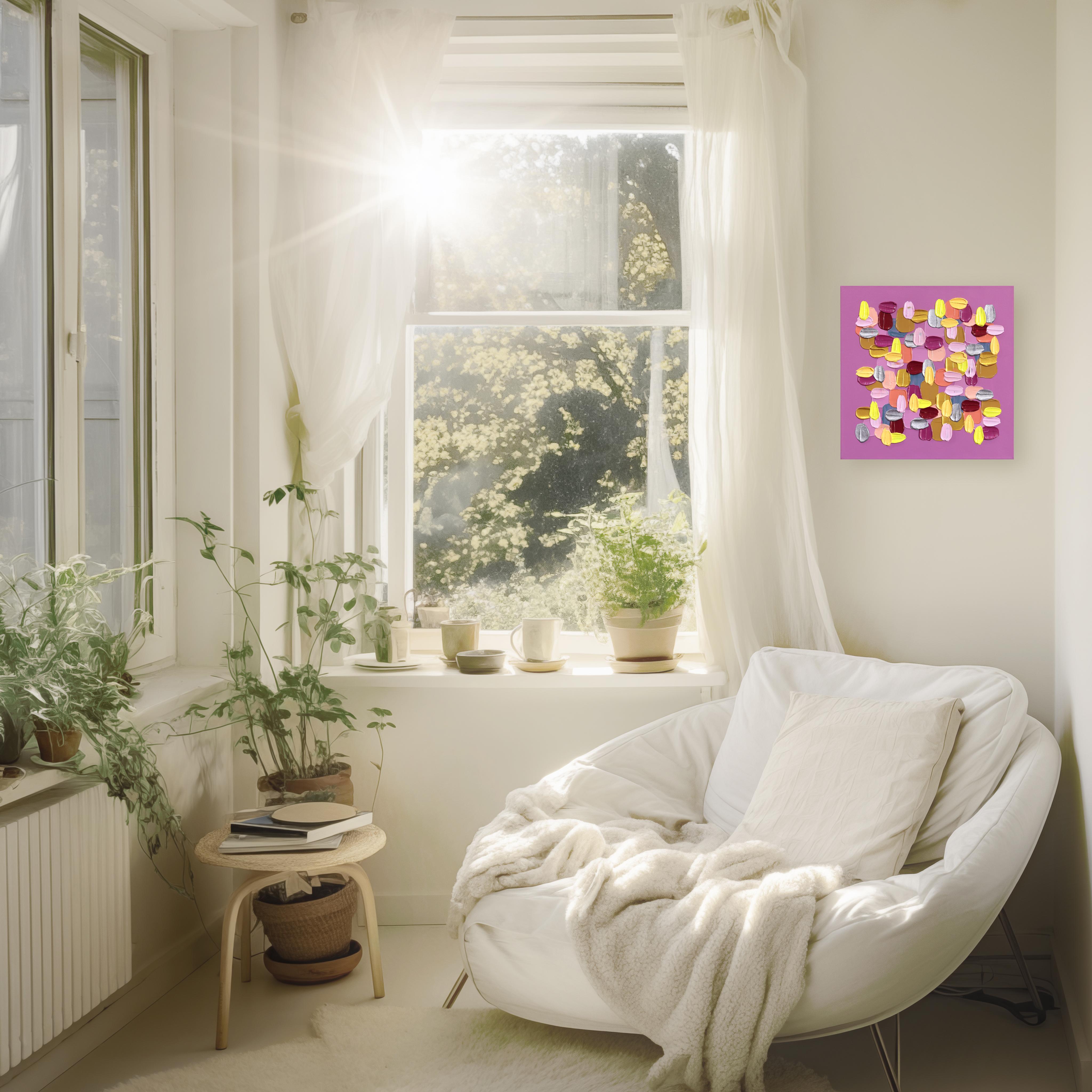 One Truth - Pittura astratta di colore rosa ispirata all'impasto in vendita 1