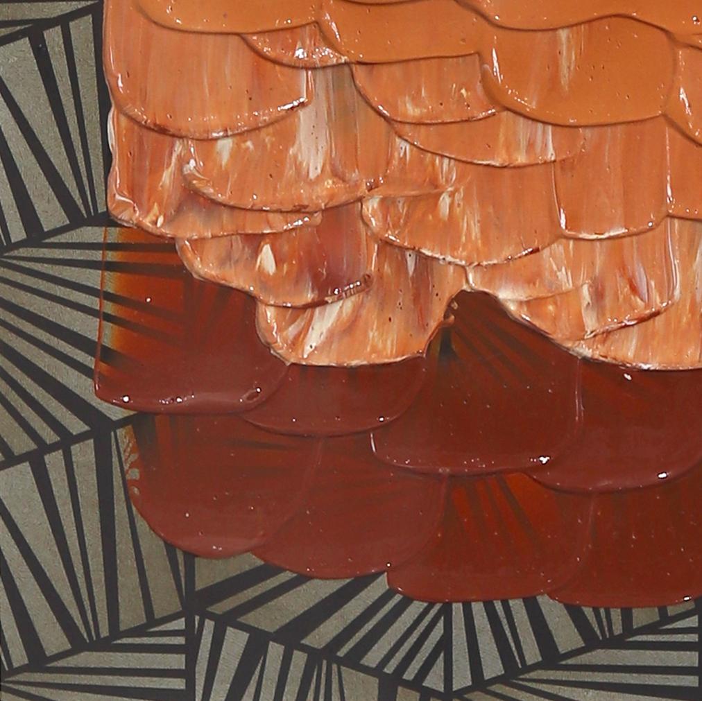 Pastello geometrico 3 - Pittura astratta con texture terrestre su carta incorniciata - Painting Astratto di Shiri Phillips
