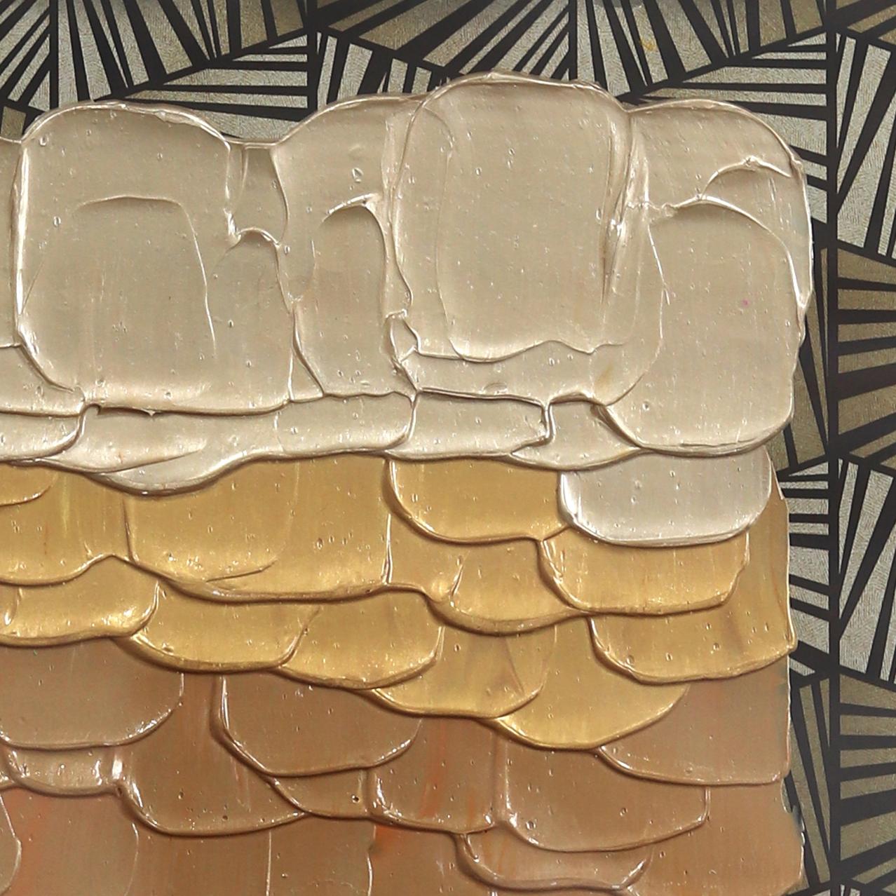 Pastello geometrico 3 - Pittura astratta con texture terrestre su carta incorniciata in vendita 2