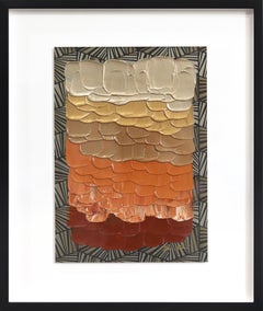 Pastel Geometric 3 - Earthy Textural Abstract Painting on Paper Framed