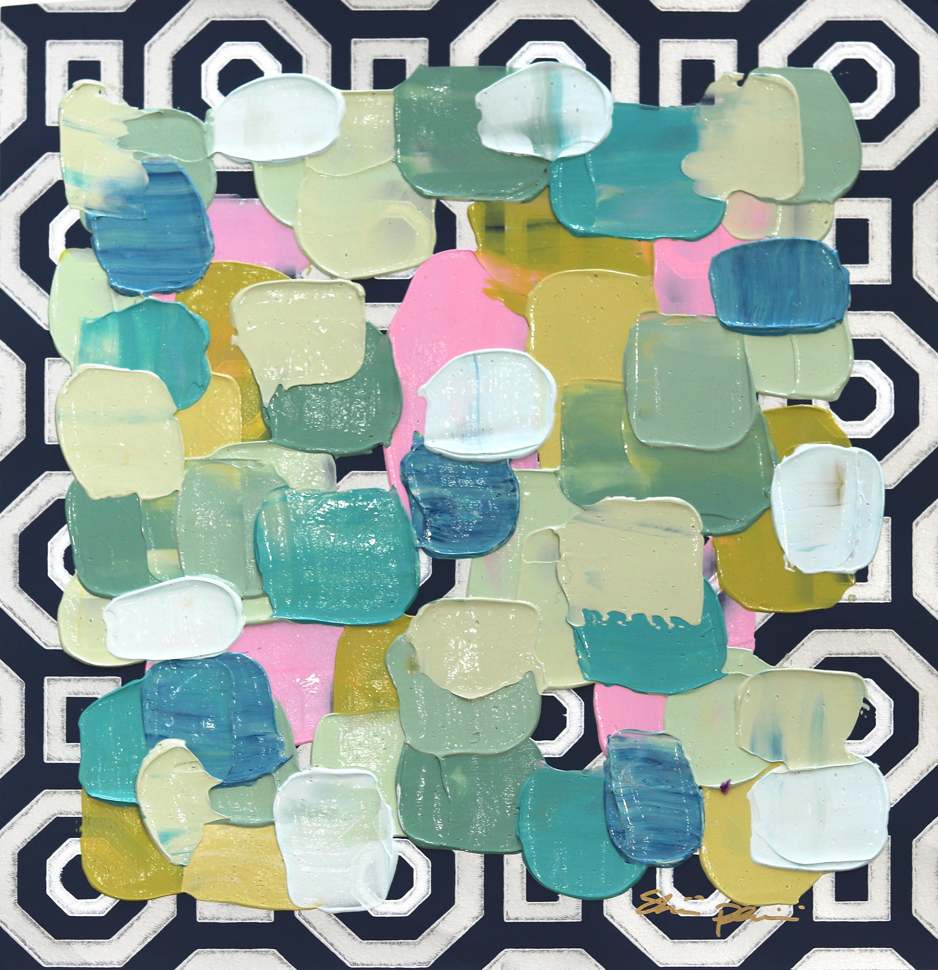 Pastel Geometric 5 - Impasto Style Colorful Textural Thick Paint Abstract Art - Mixed Media Art by Shiri Phillips