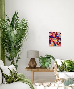 Peach and Blue - Thick Textured Raised Impasto Colorful Layers Original Painting