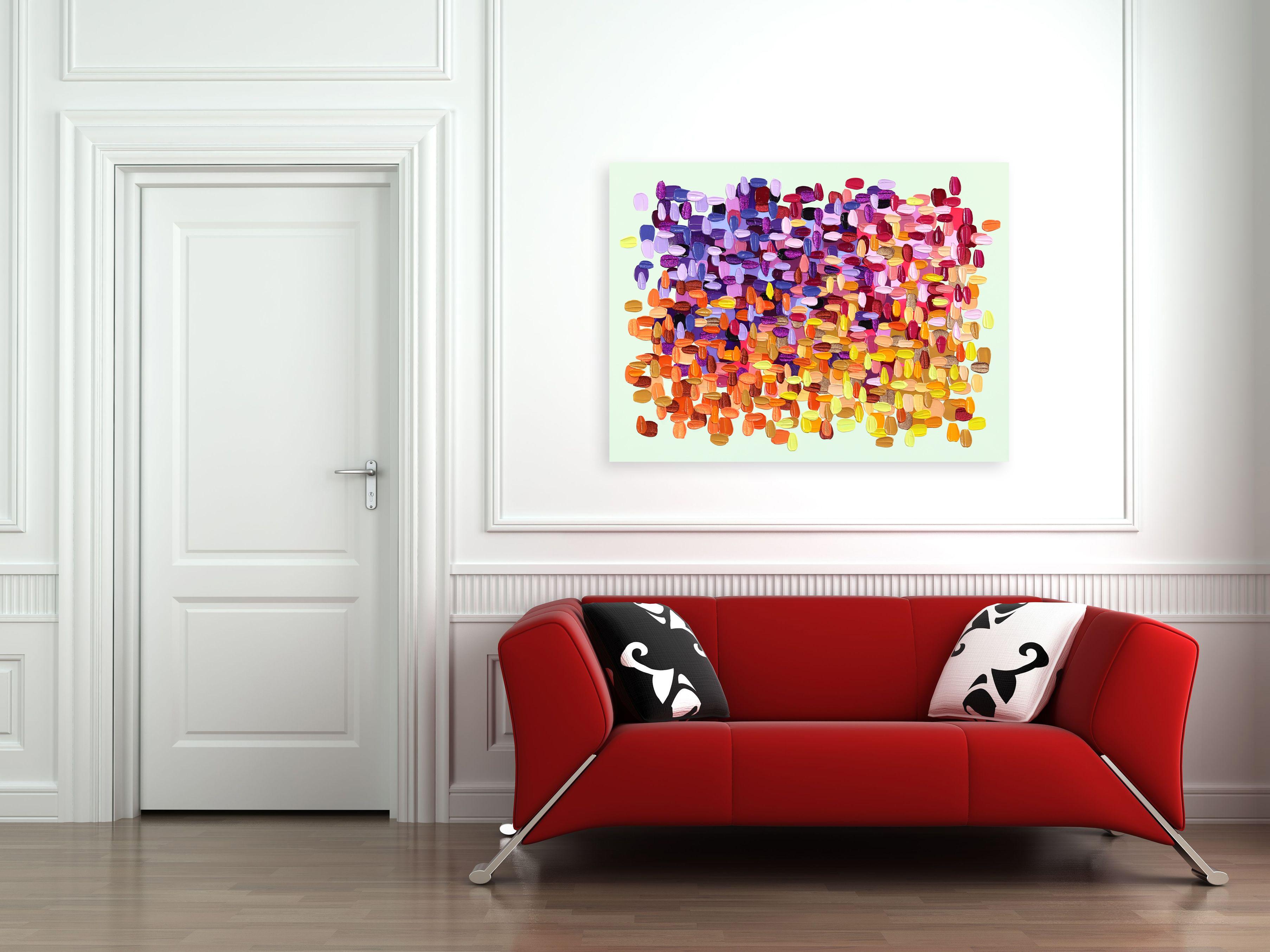 Die abstrakten Kunstwerke der Künstlerin Shiri Phillips sind mit pastos gemalten Strichen in leuchtenden Farben gestaltet. Ihre Bilder sind durch die Schichtung von Acrylfarbe in fließenden Pinselstrichen mit Textur überflutet. Inspiriert von der