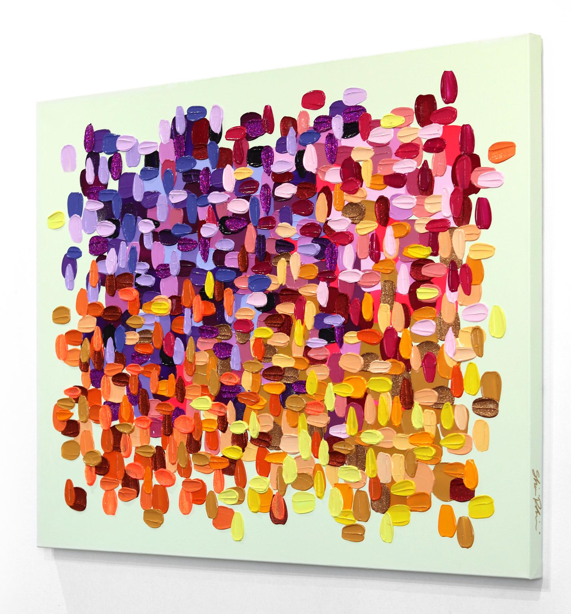 Pizzaz !  -  Peinture abstraite colorée texturée à l'empâtement en vente 1