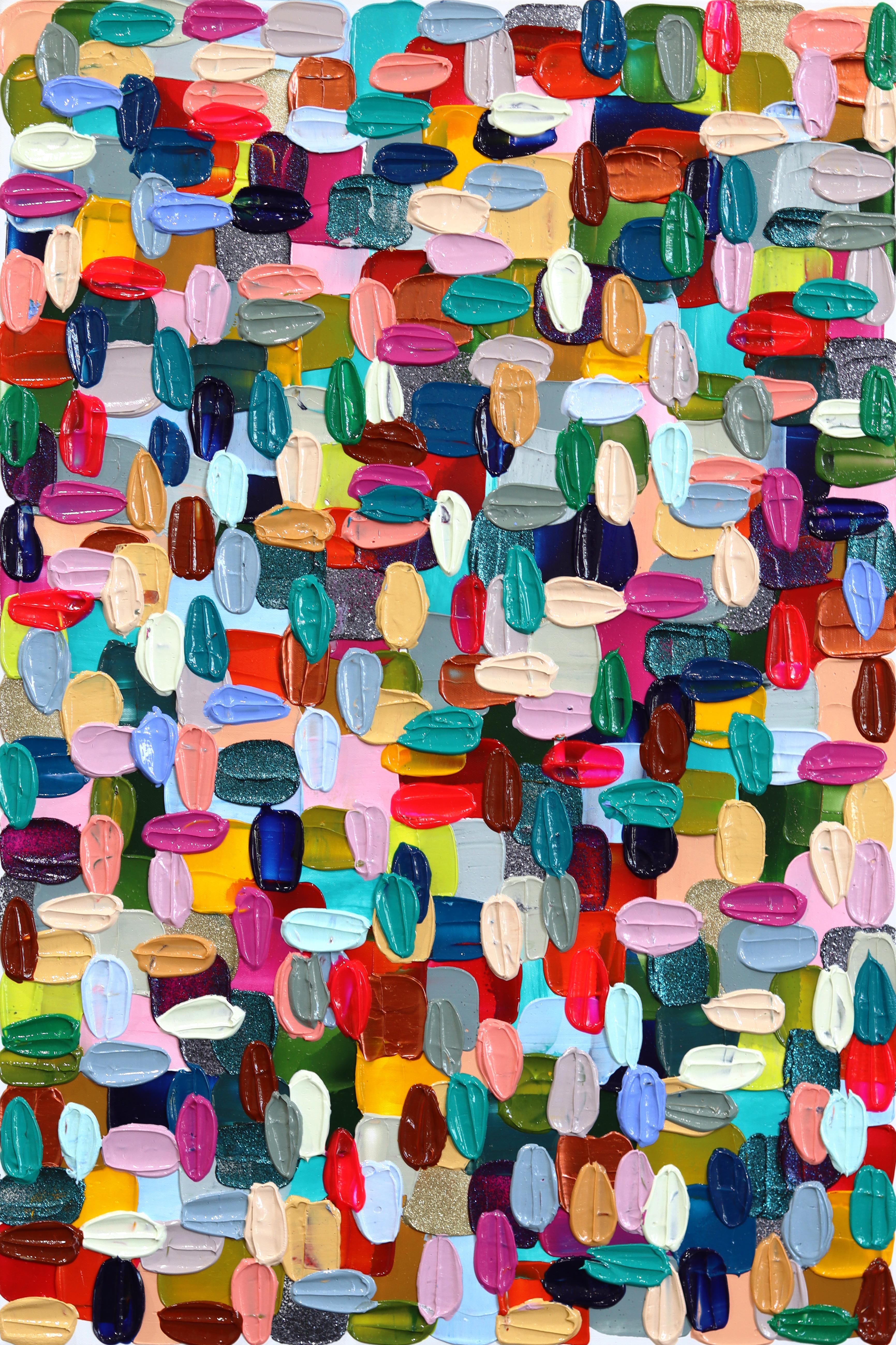 Abstract Painting di Shiri Phillips - Priceless 1 - Quadro astratto colorato in acrilico con tecnica a impasto e texture su tela