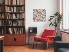 „Puff“ – Originelles, von der Impasto-Technik inspiriertes, farbenfrohes, strukturiertes abstraktes Acrylgemälde