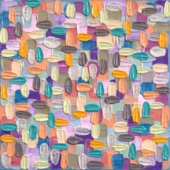 „Puff“ – Originelles, von der Impasto-Technik inspiriertes, farbenfrohes, strukturiertes abstraktes Acrylgemälde