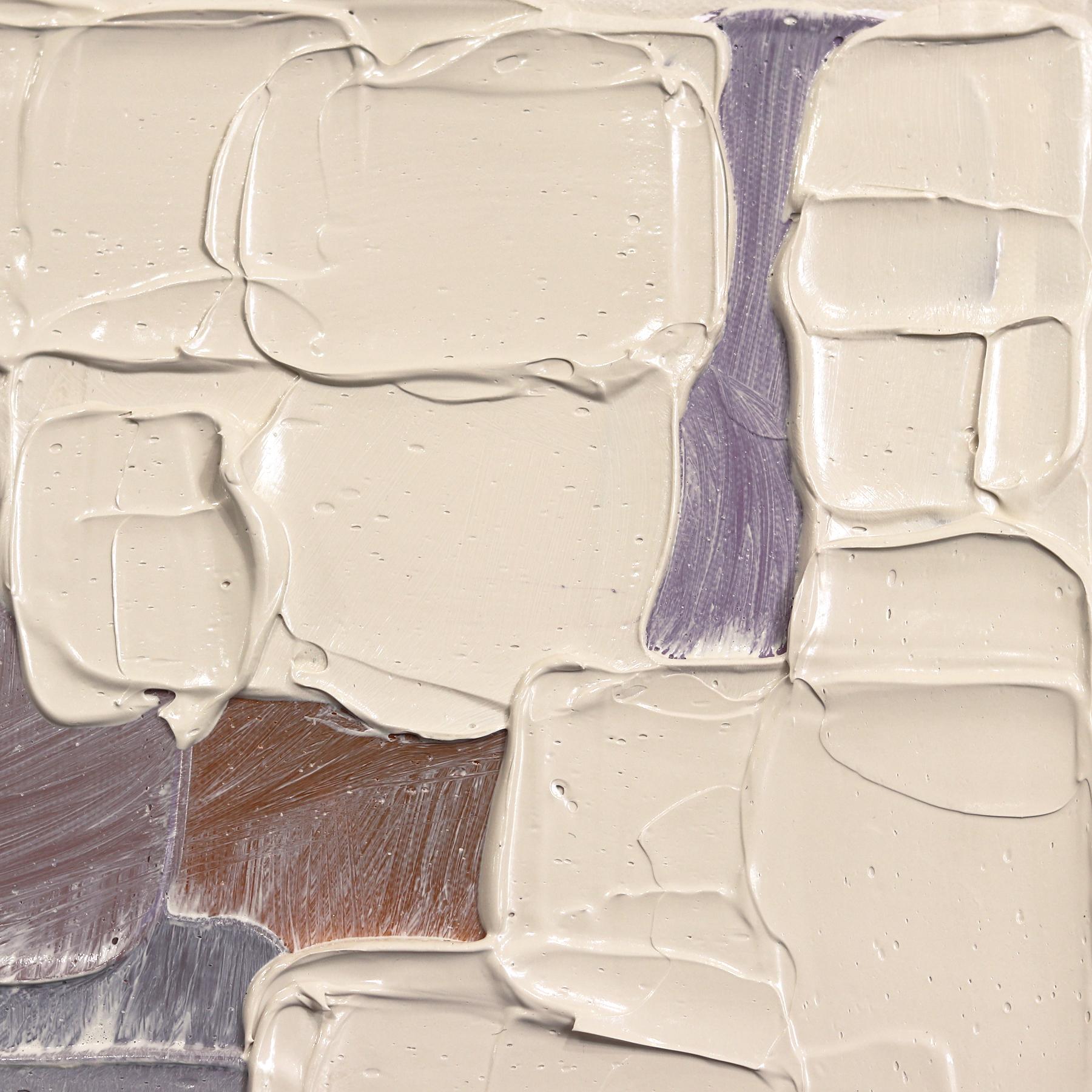 Malva Púrpura - Obra de Arte Abstracta sobre Lienzo inspirada en el Impasto de Pintura Gruesa Texturada en venta 1