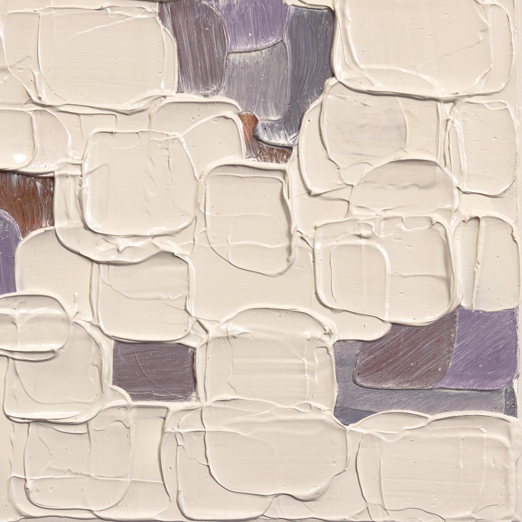 Malva Púrpura - Obra de Arte Abstracta sobre Lienzo inspirada en el Impasto de Pintura Gruesa Texturada en venta 4