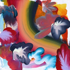 Rainbow Tornado 2 - Original Colorful Thick Swirls Abstract Acrylic Painting