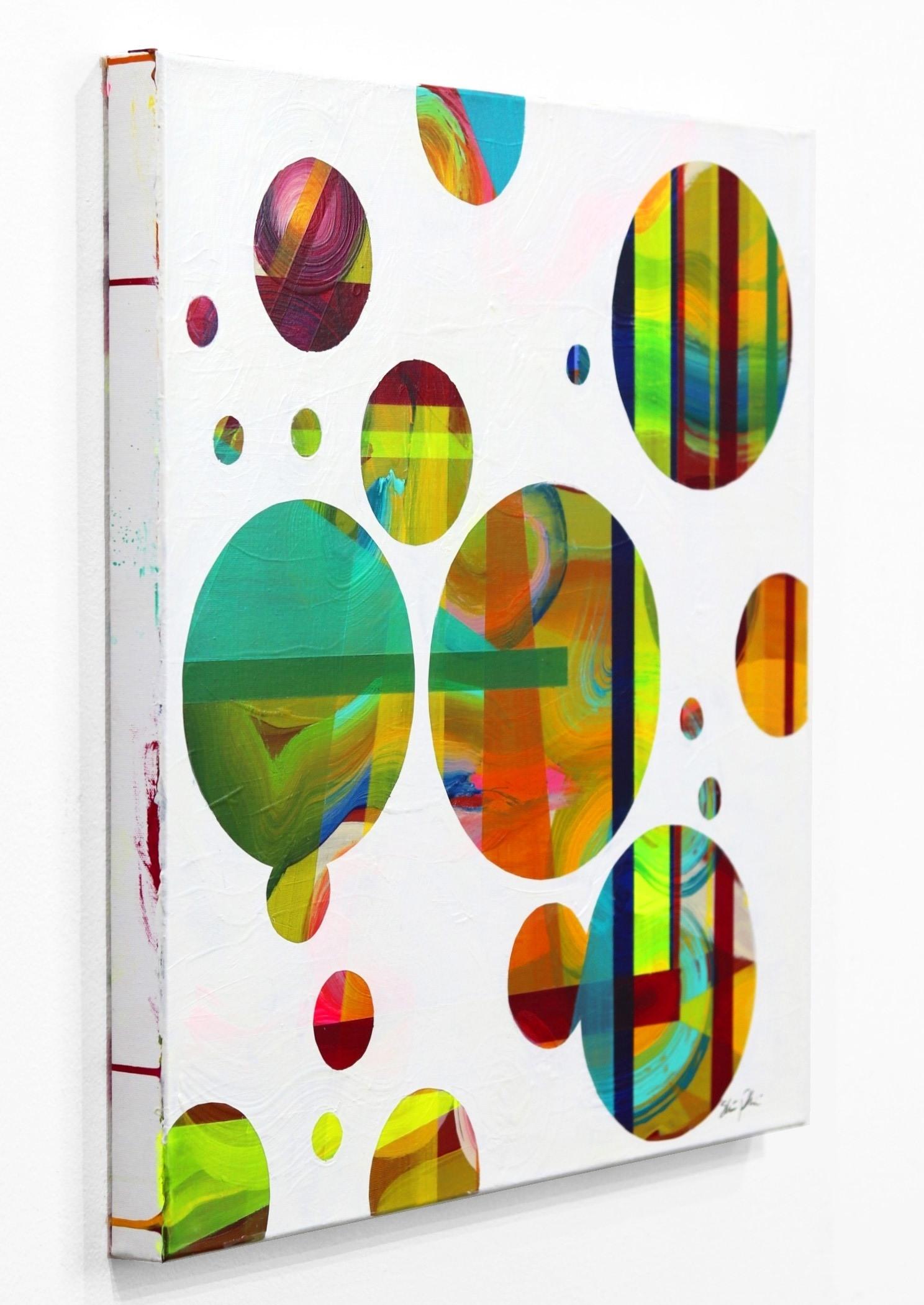 Reflections No. 3 - Geometric Colorful Abstract Art - White Abstract Painting by Shiri Phillips