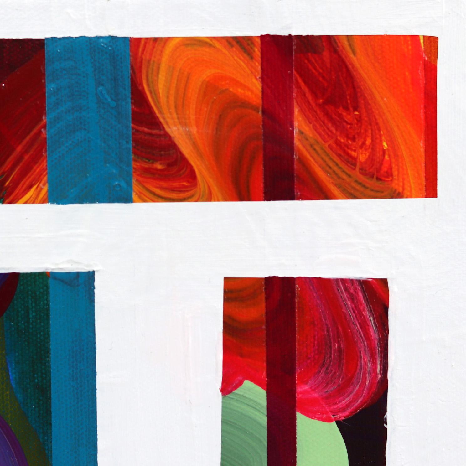 Riflessi attraverso lo specchio n. 12 - Arte geometrica a trama colorata in vendita 4