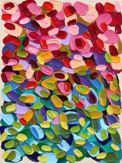 "Rose Garden 2" - Impasto Thick Paint Colorful Abstract Painting