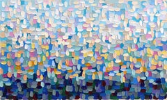 Sight Line - Large Cool Tone Impasto Textural Thick Paint Abstract Painting