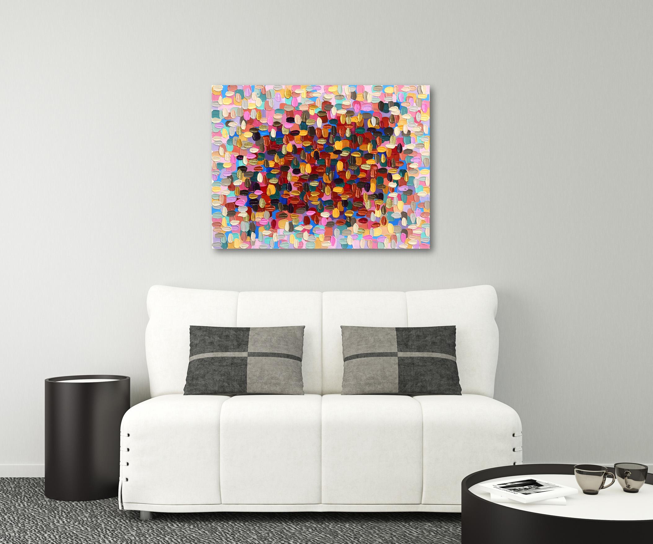 Directo al centro - Pintura abstracta llena de color y pintura espesa de Impasto Vivo - Painting de Shiri Phillips