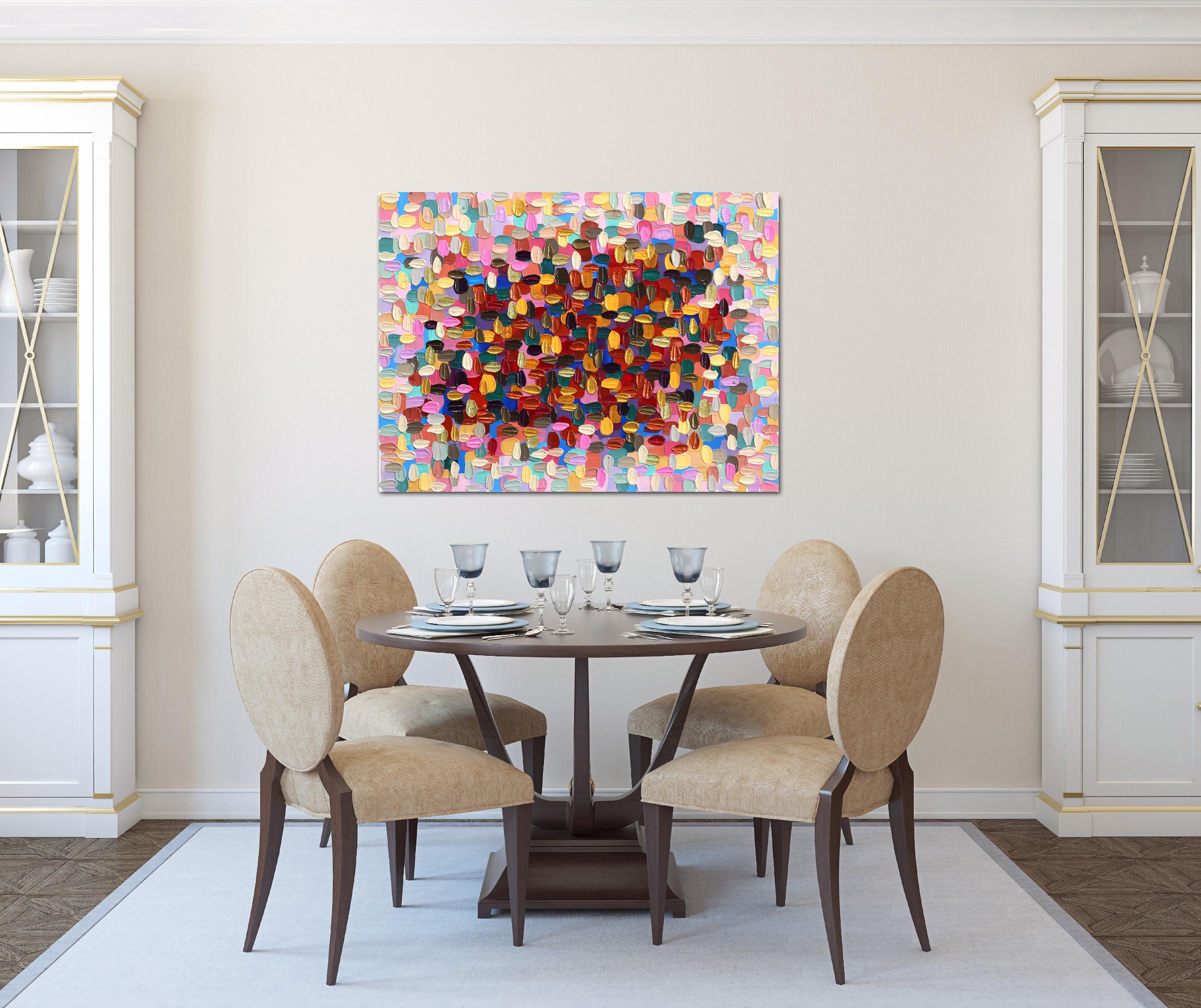 Directo al centro - Pintura abstracta llena de color y pintura espesa de Impasto Vivo en venta 1